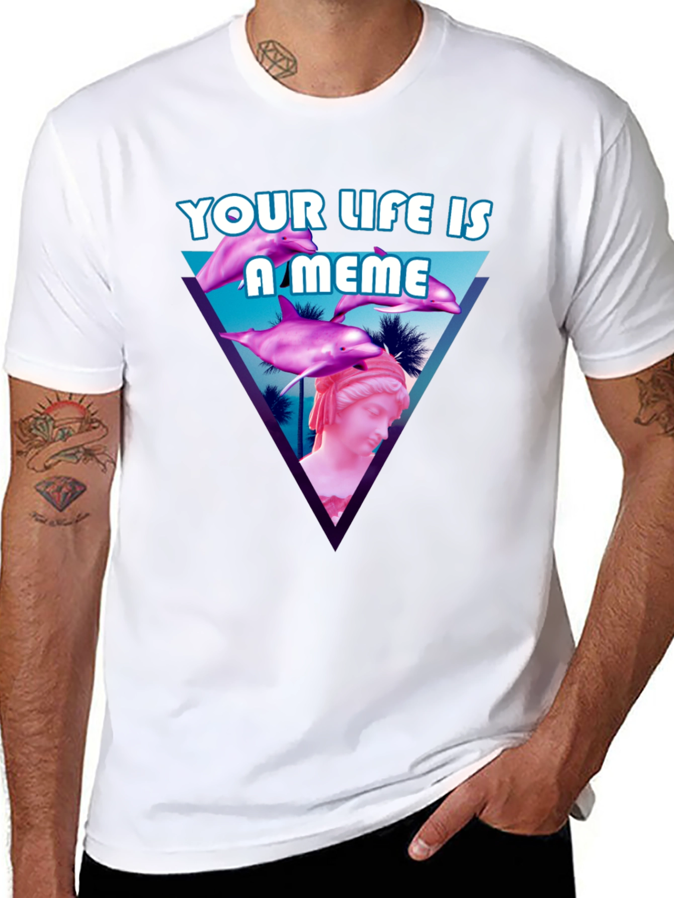 Black Meme Life T-Shirt - Vaporwave Style view 8