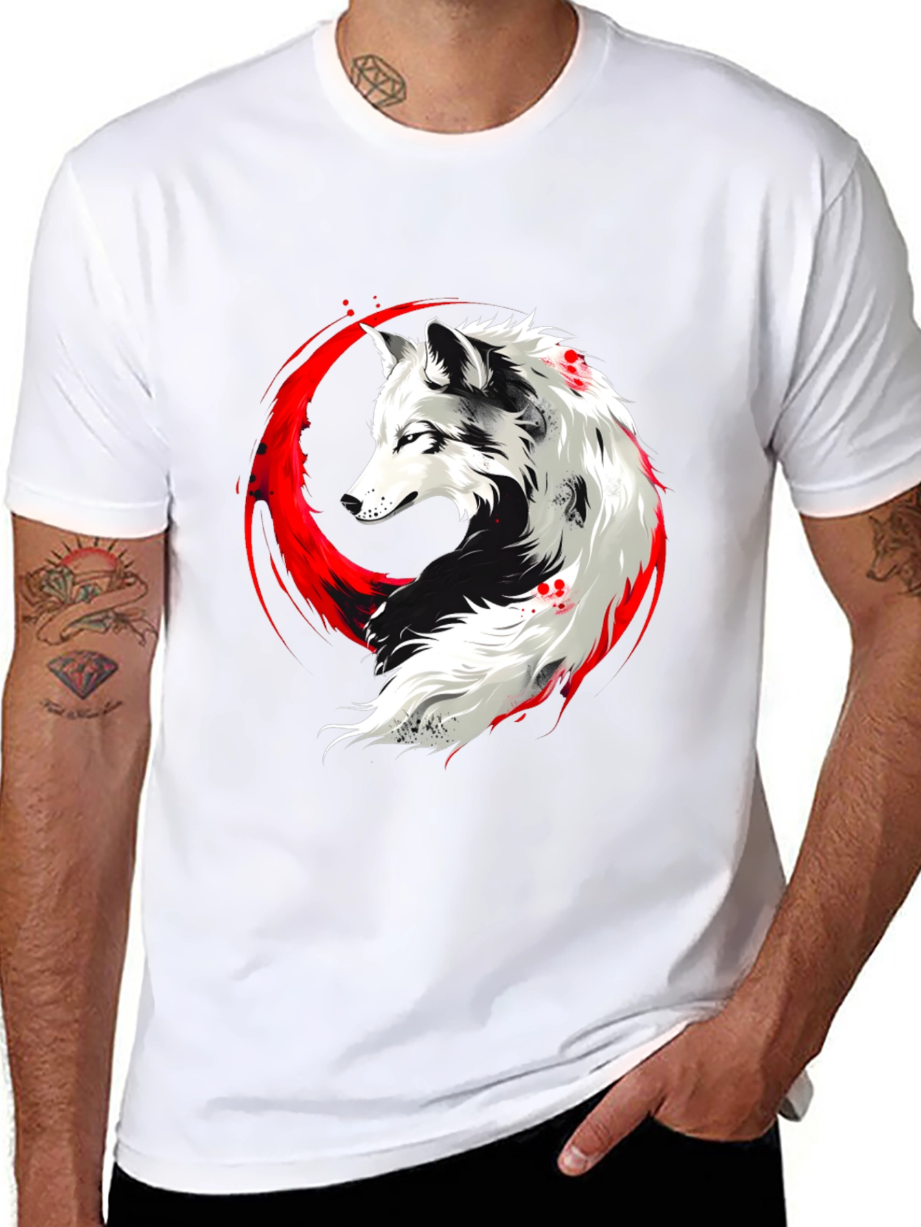 Black Wolf Graphic T-Shirt - Black view 8