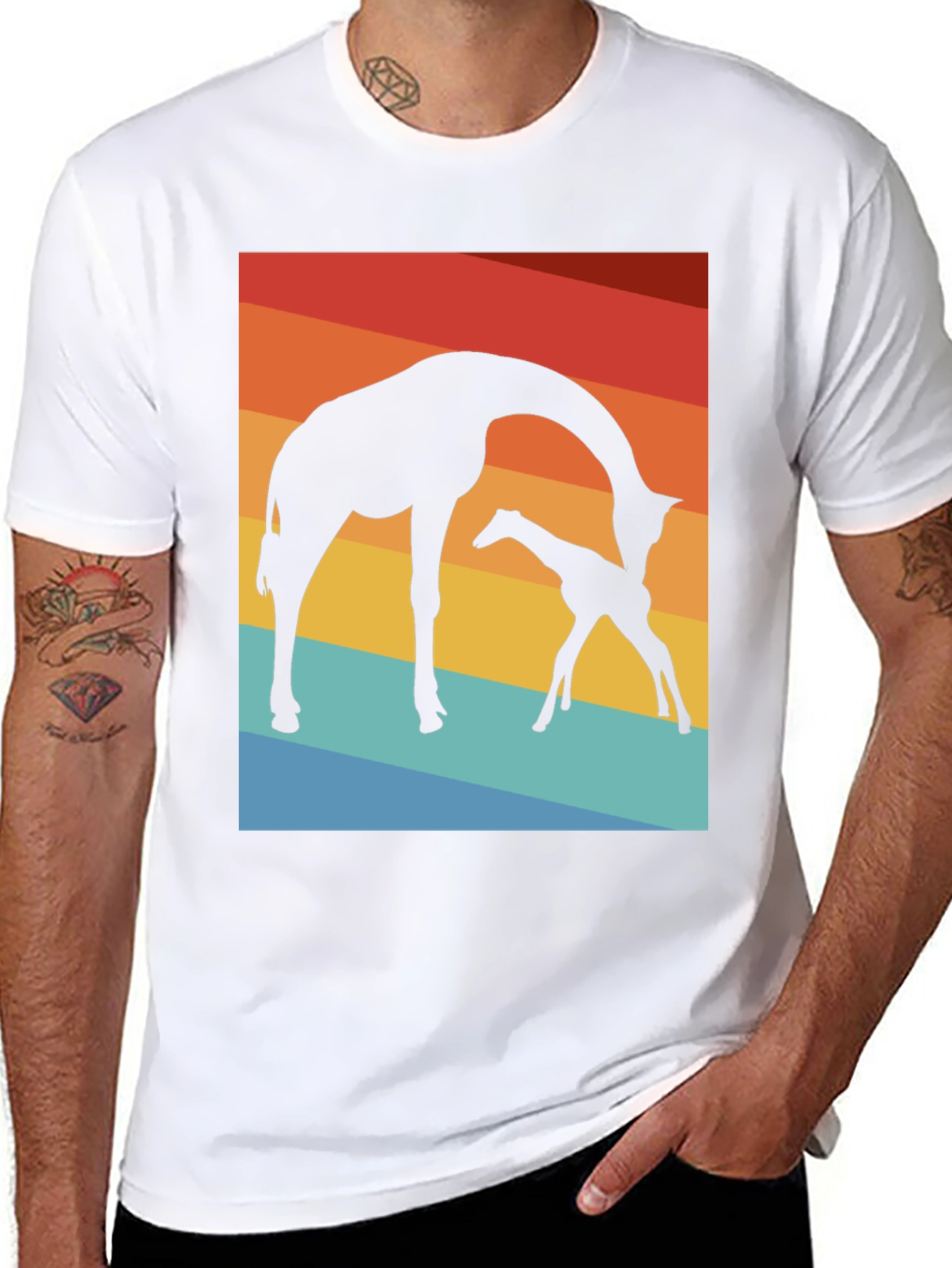 Black Giraffe Silhouette T-Shirt - Sunset Graphic Tee view 8
