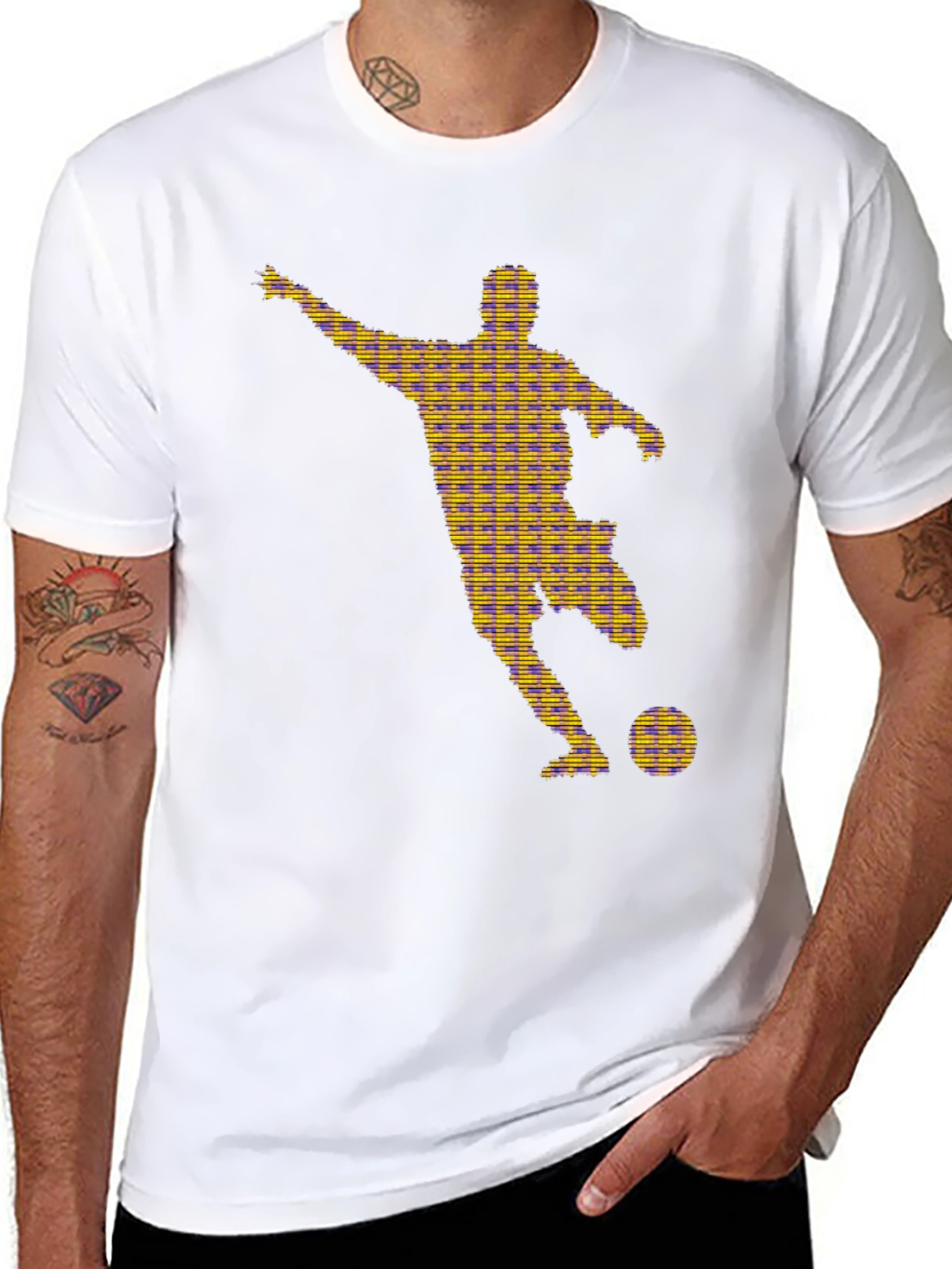 Black Striking Soccer Silhouette Graphic Tee - Black view 8