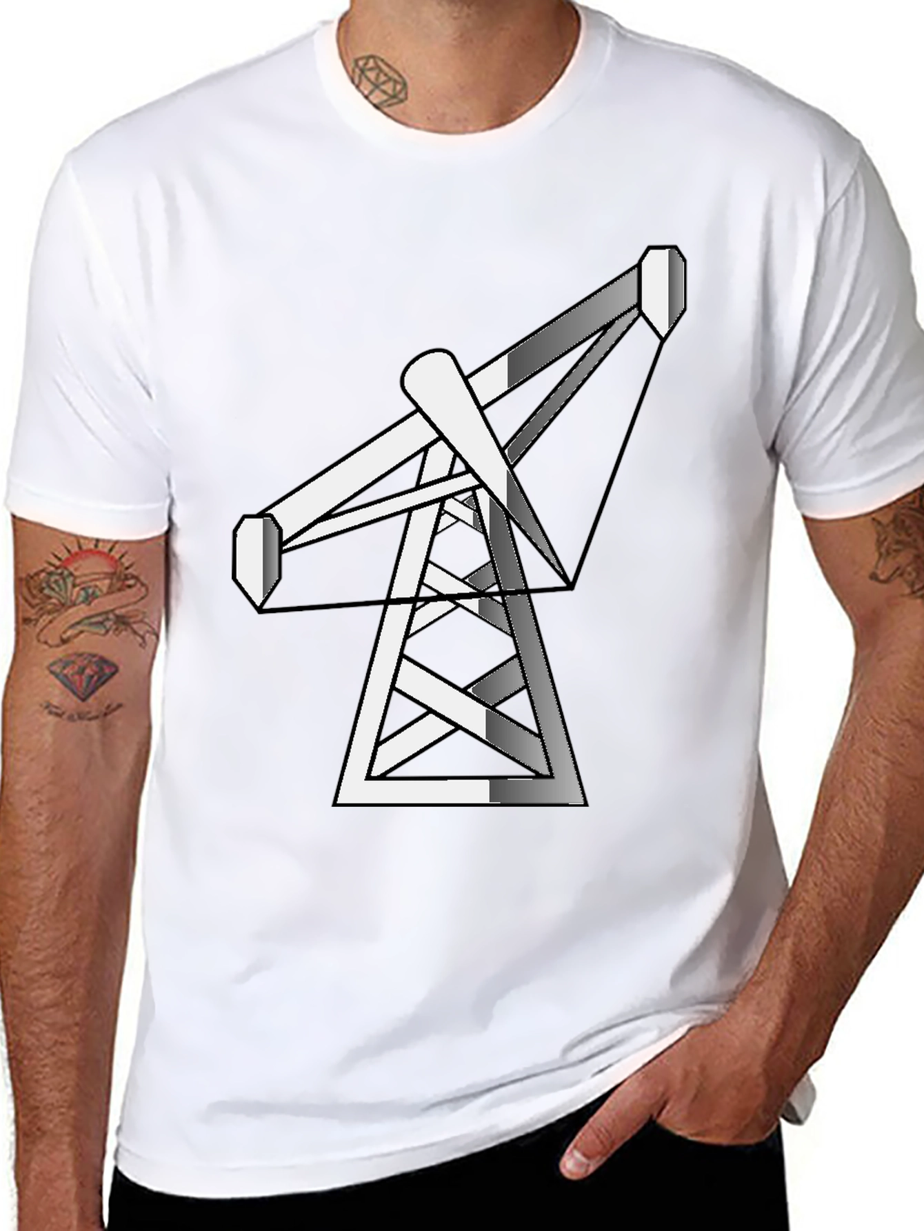 Black Black Tee with Crane Graphic view 8