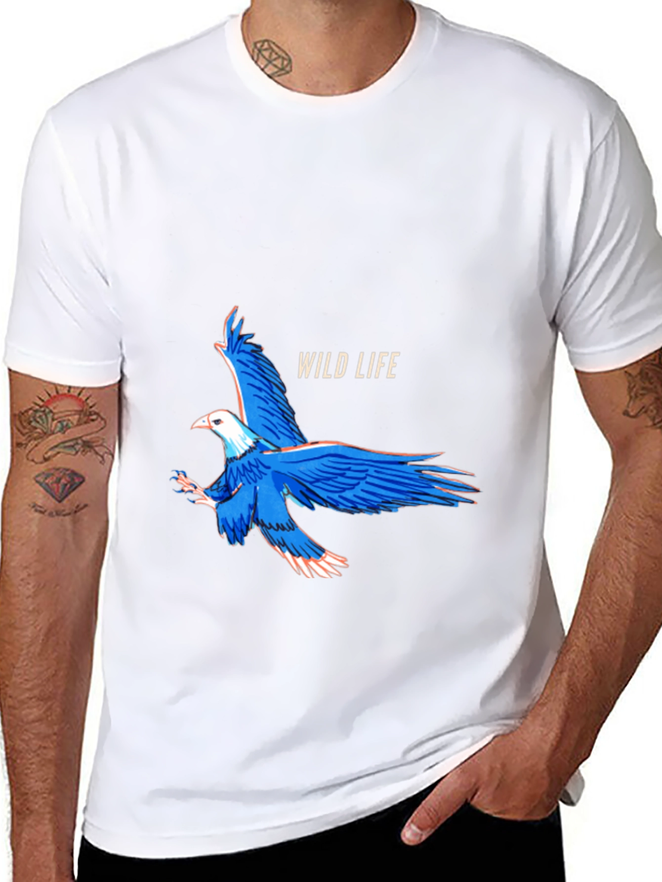 Black Wildlife Eagle Graphic Black T-Shirt view 8
