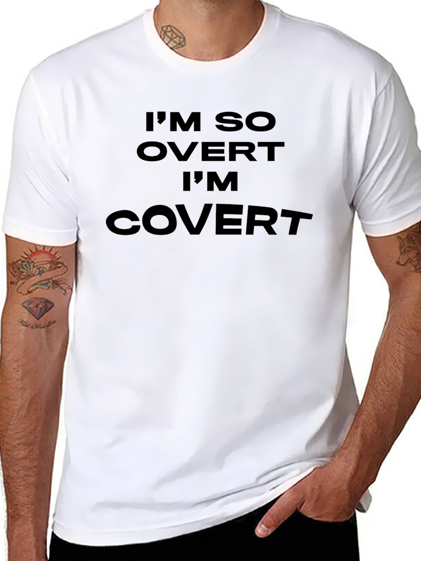 Black I'm So Overt I'm Covert Graphic T-Shirt view 8