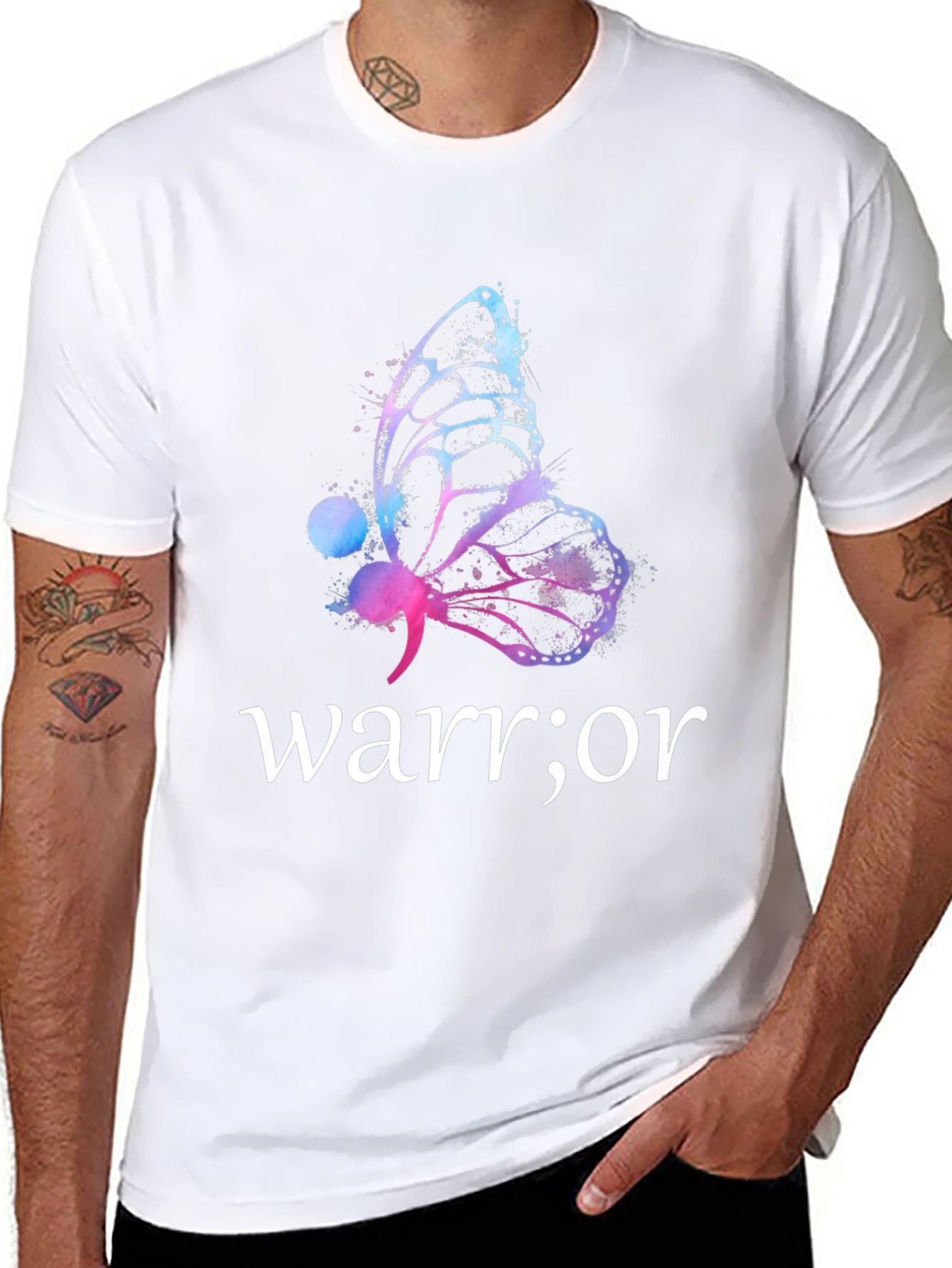 Black Warrior Butterfly Graphic T-Shirt - Motivational Tee view 8