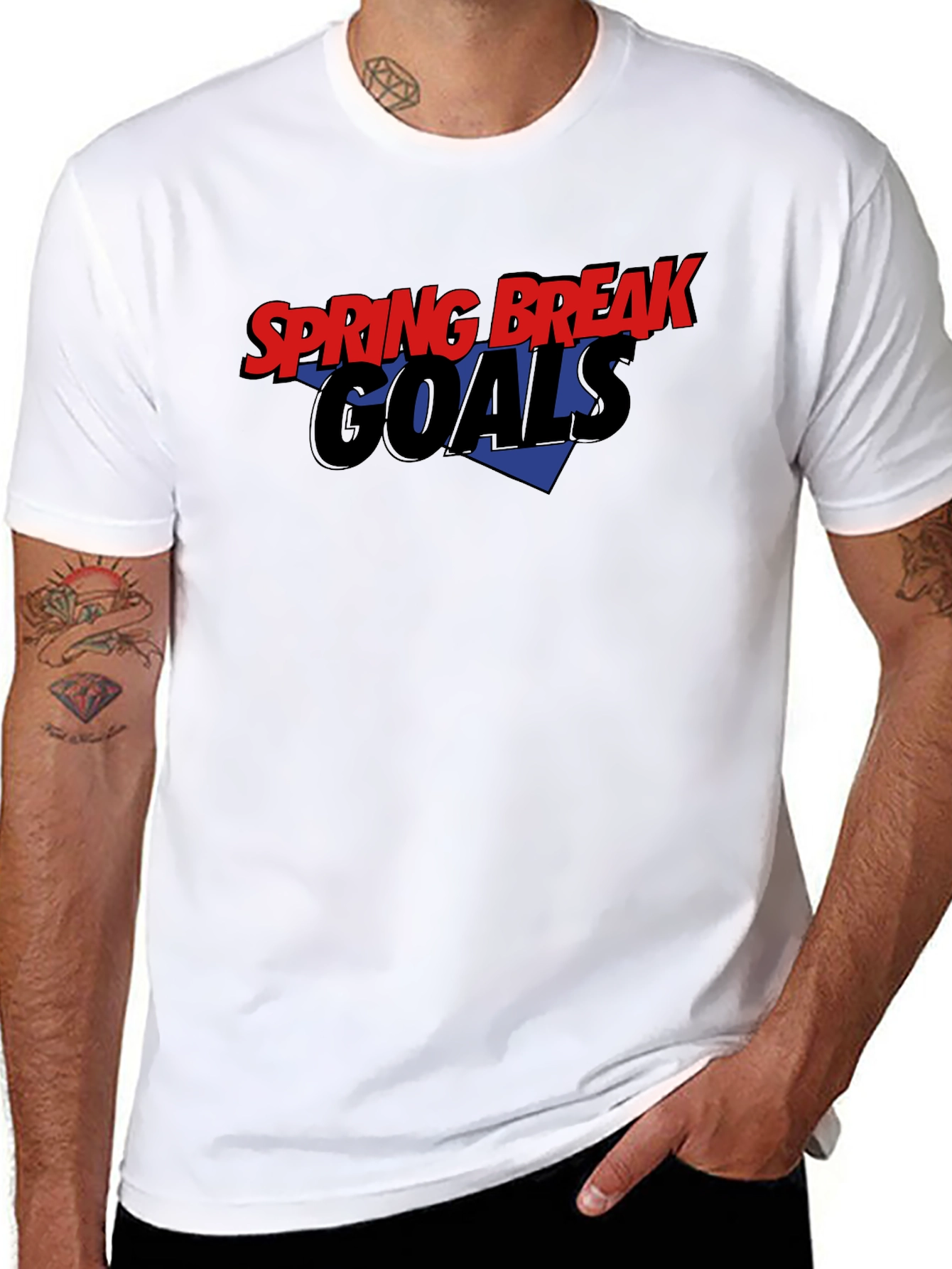 Black Spring Break Goals Black Graphic T-Shirt view 8