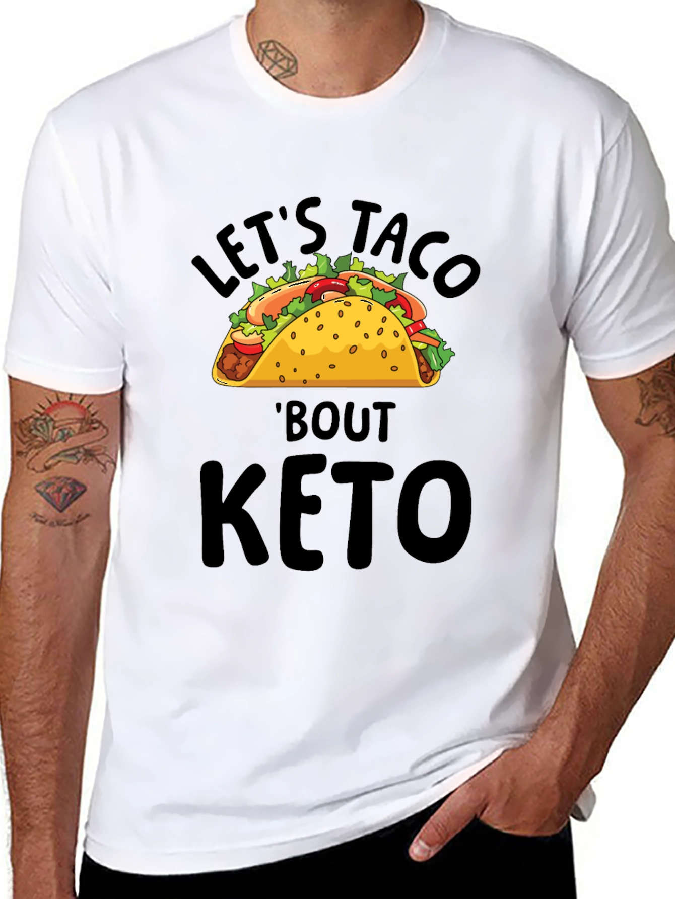 Black Let's Taco 'Bout Keto T-Shirt view 8