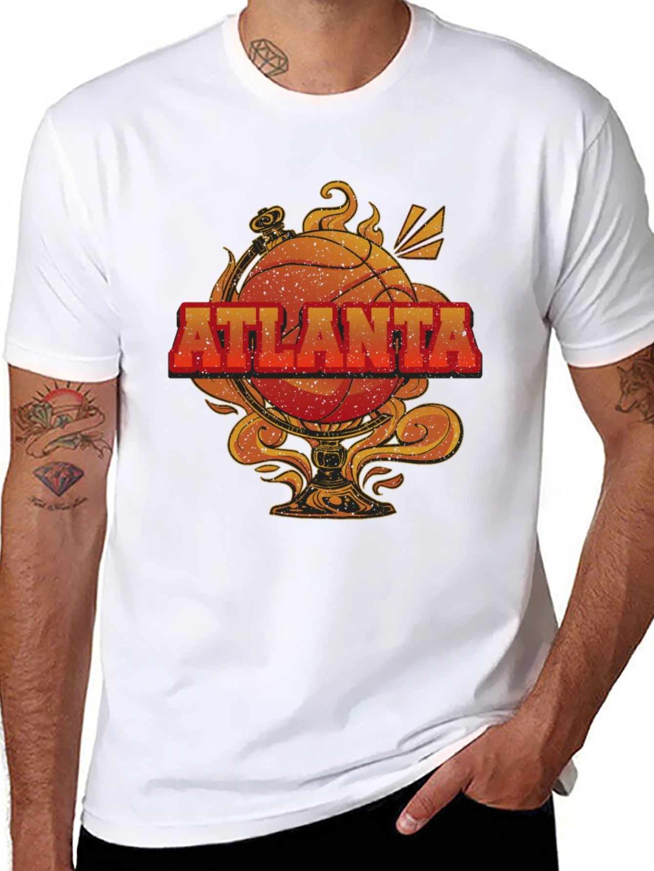 Black Atlanta Basketball Graphic Tee - Retro Style view 8