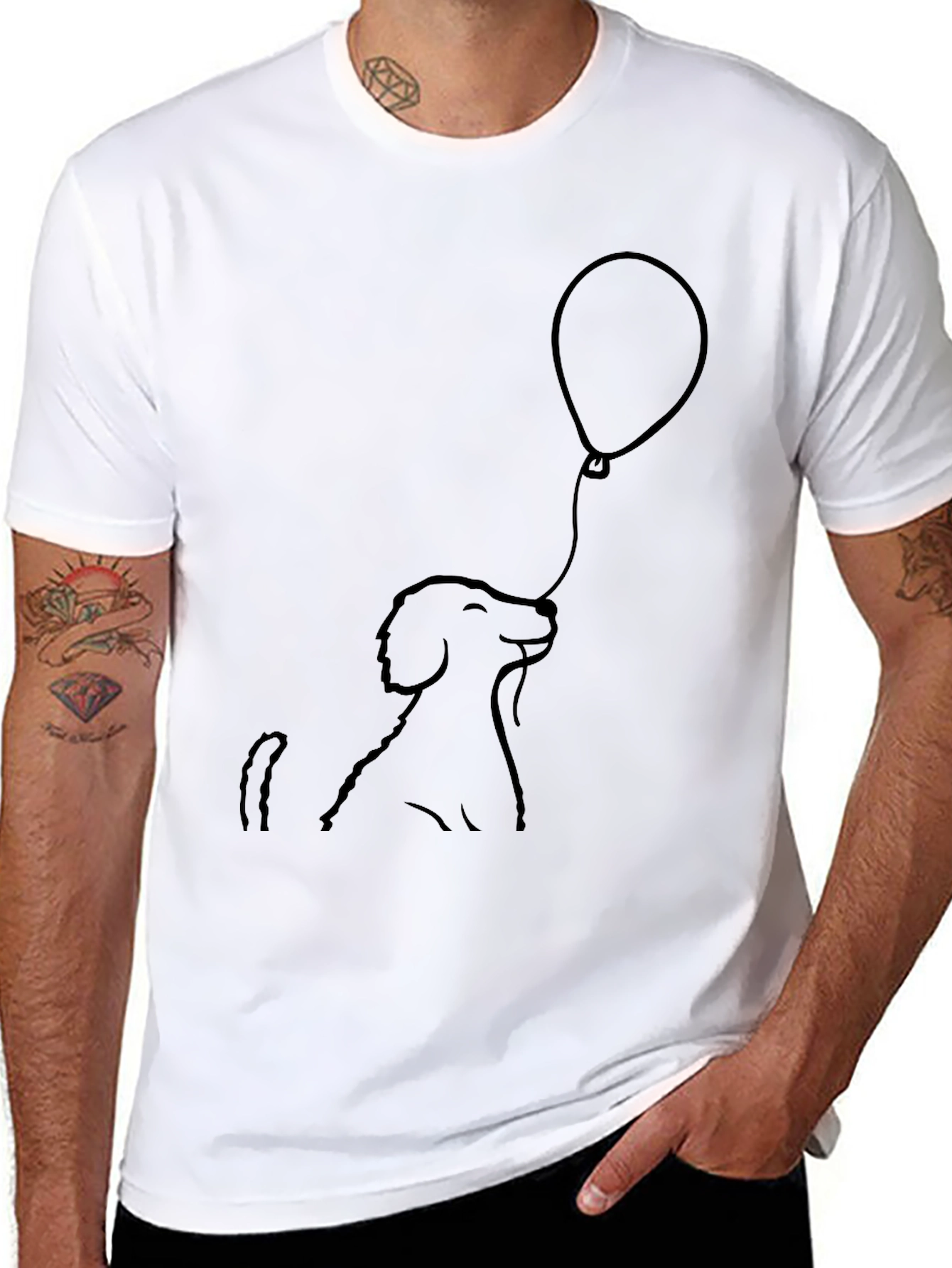Black Dog with Balloon Graphic Tee - Black view 8