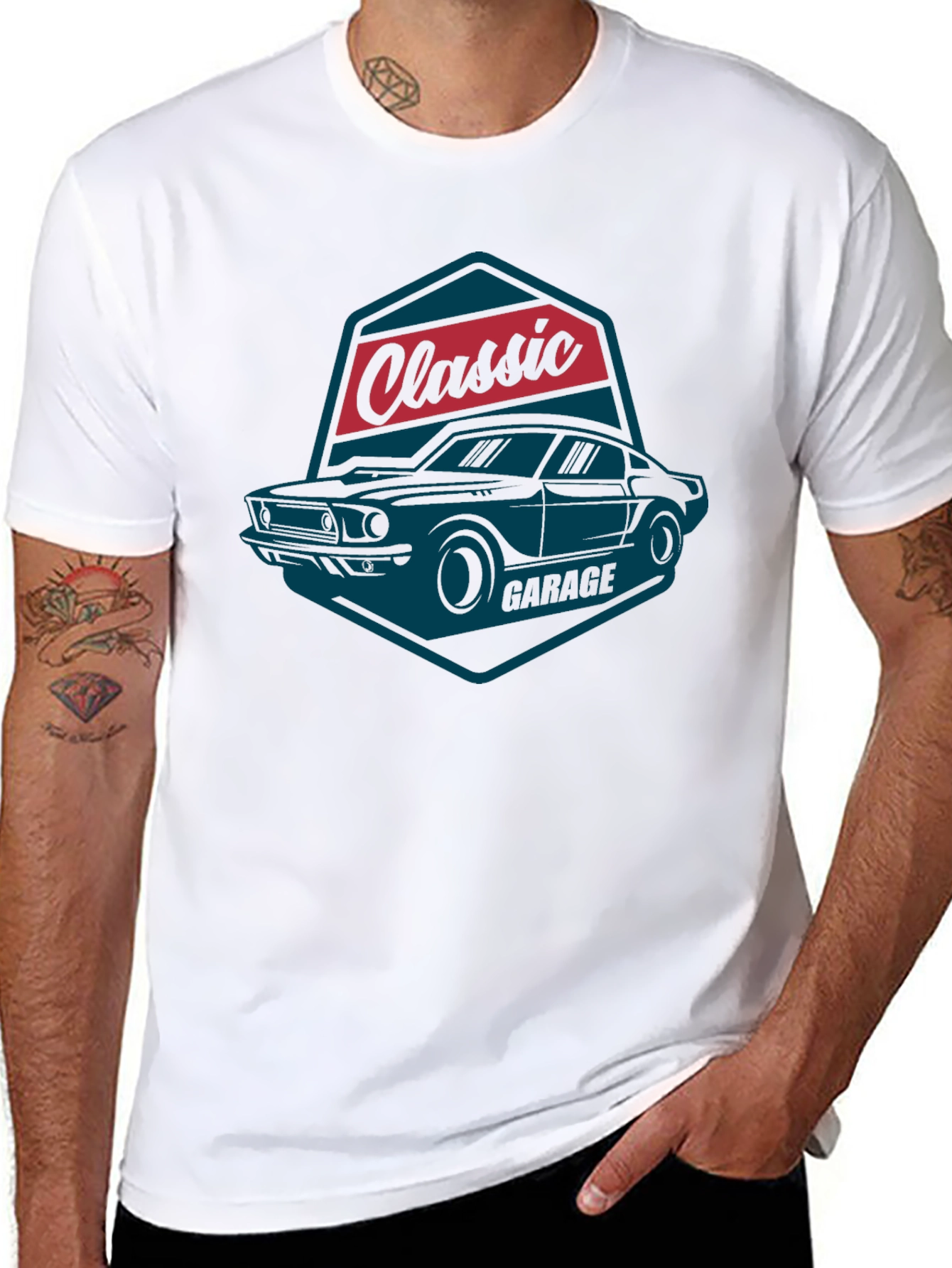 Black Classic Garage Car T-Shirt view 8
