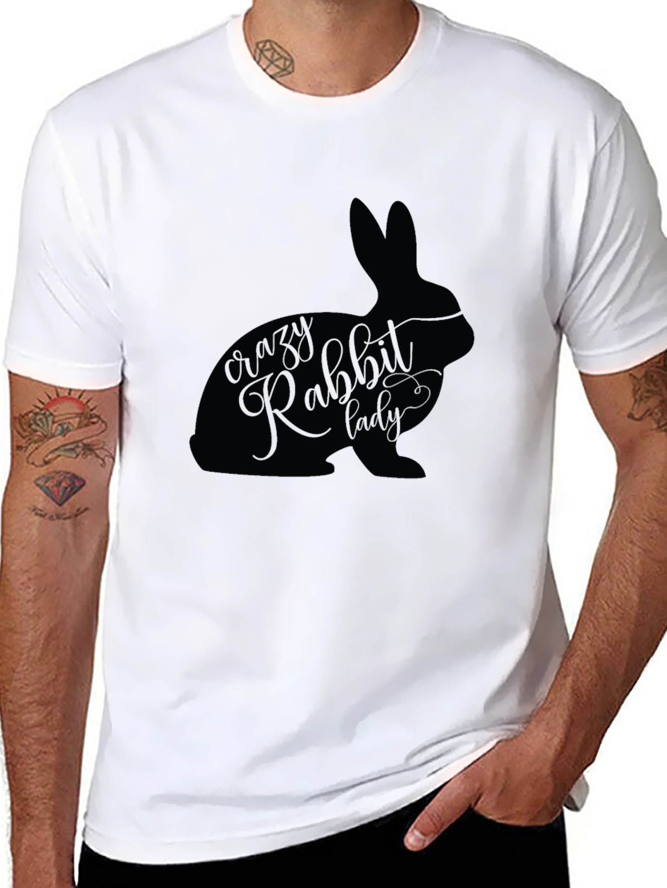 Black Crazy Rabbit Lady Black T-Shirt view 8