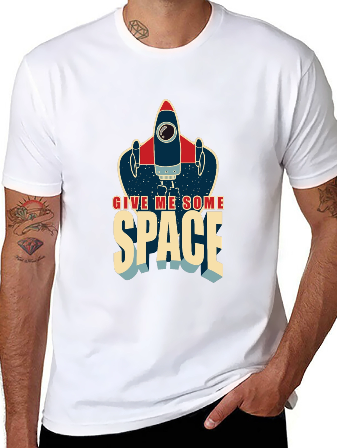 Black Give Me Some Space Rocket T-Shirt view 8