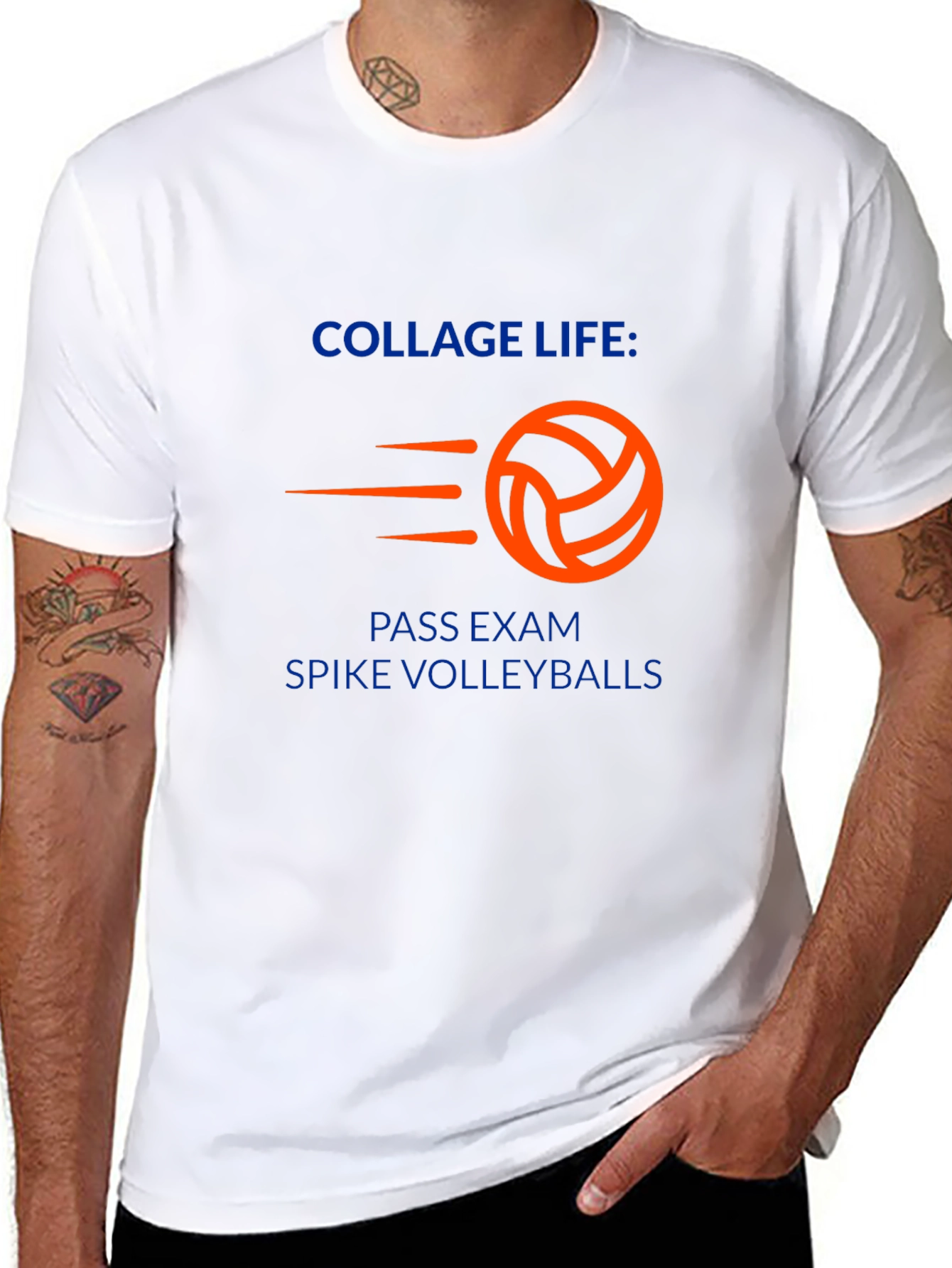 Black College Life Volleyball Graphic T-Shirt view 8