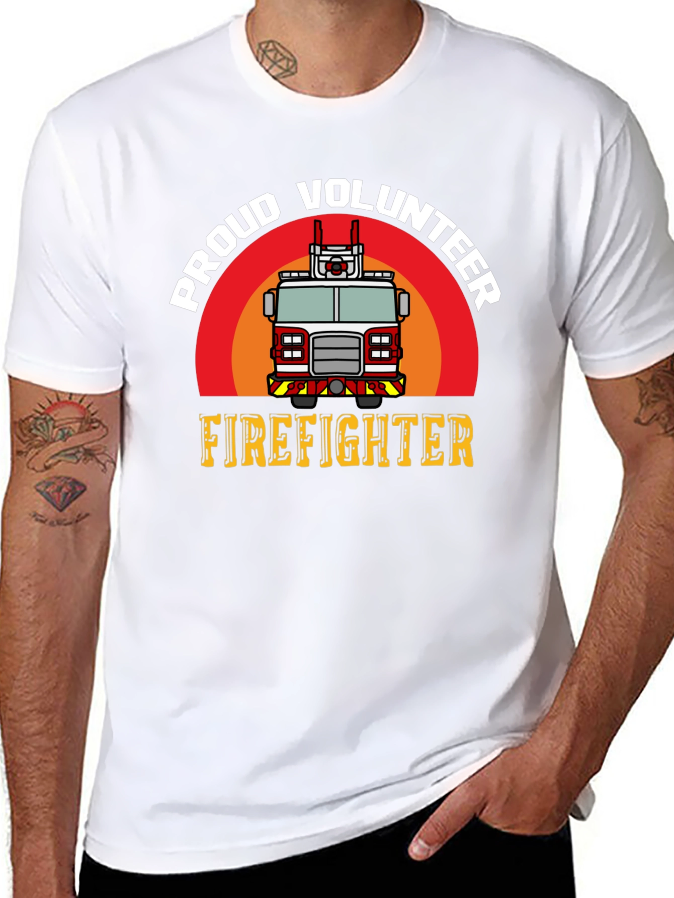 Black Proud Volunteer Firefighter Graphic T-Shirt view 8
