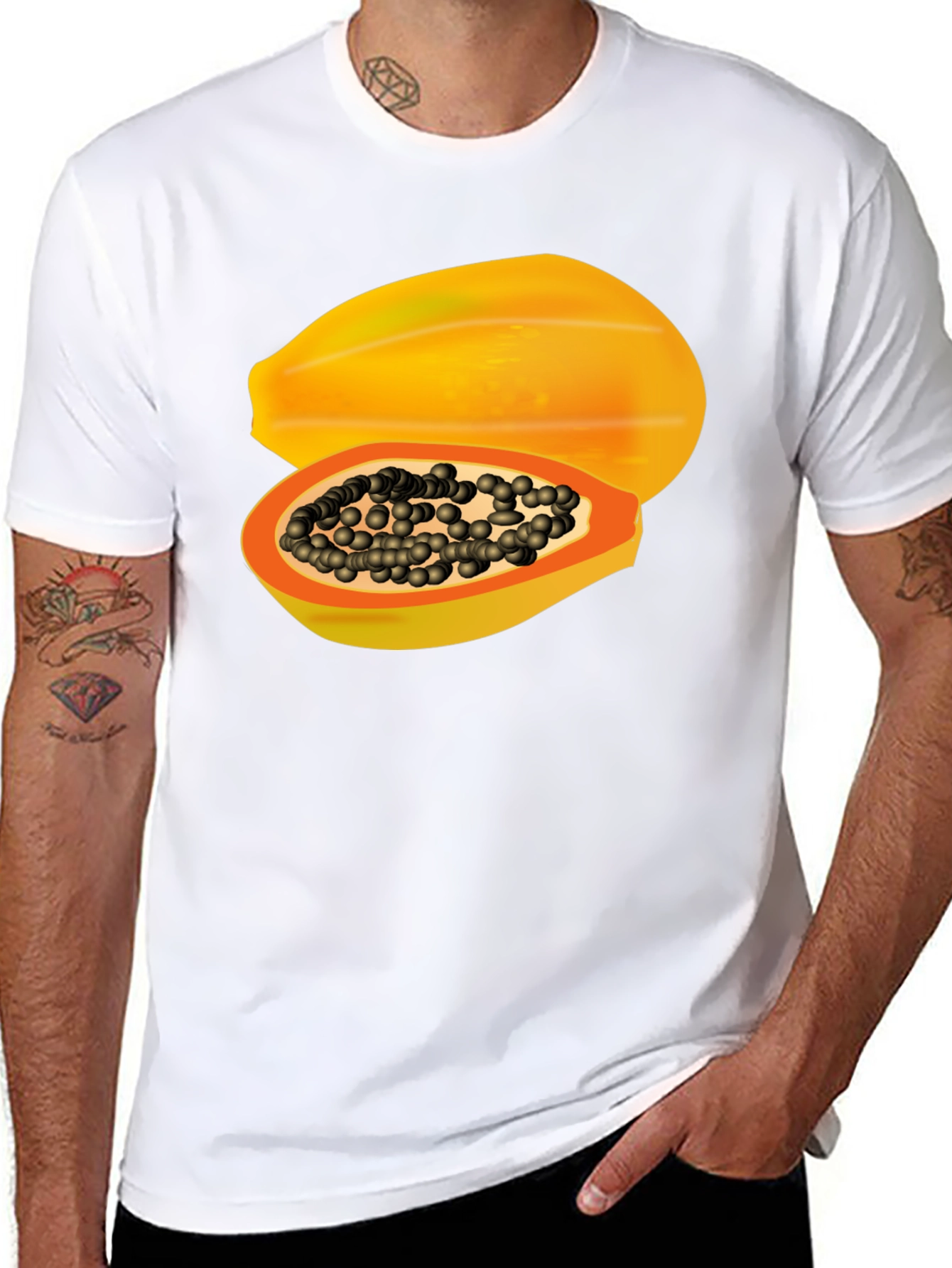 Black Papaya Graphic Tee - Tropical Fruit T-Shirt view 8