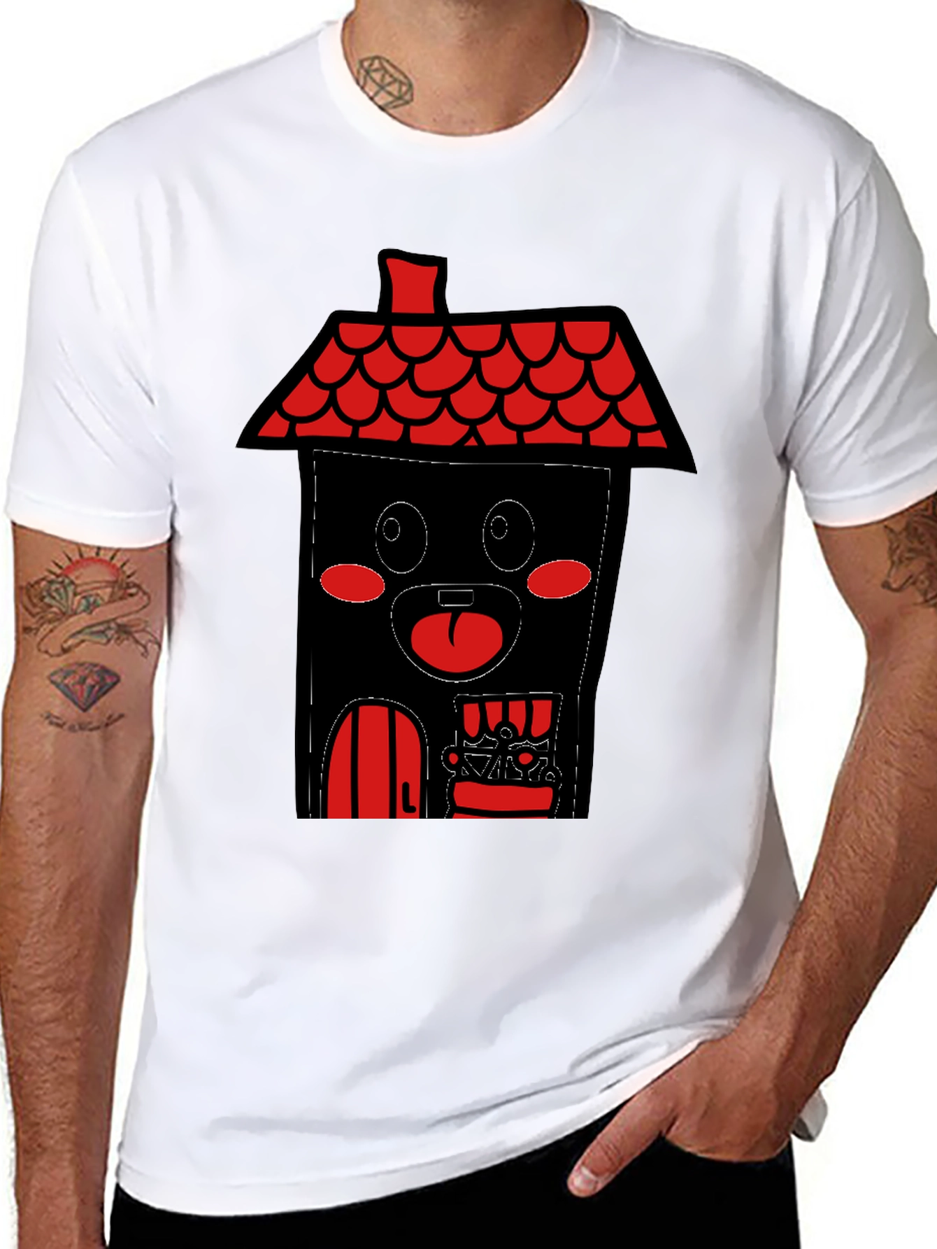Black House Cartoon T-Shirt - Black view 8