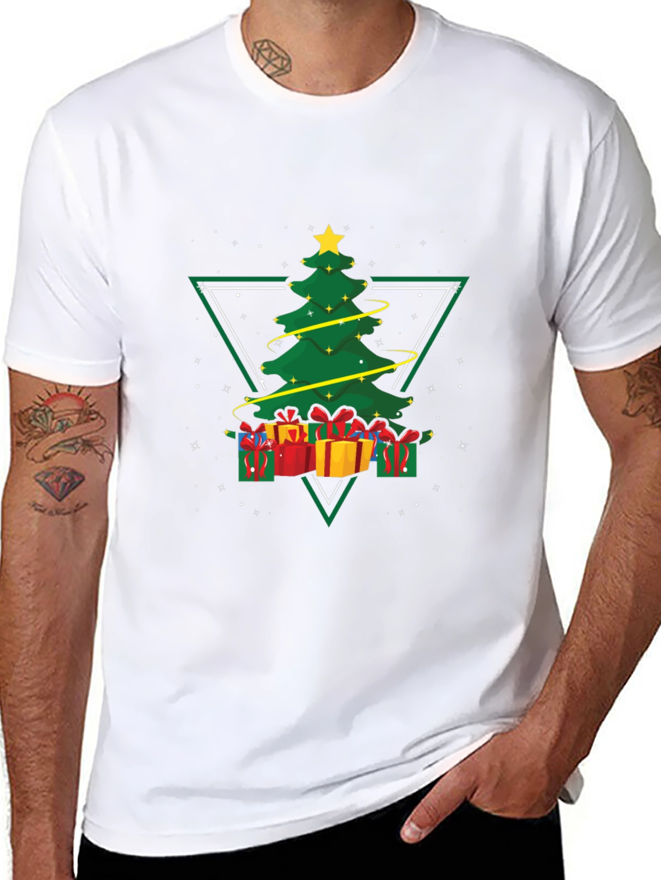 Black Christmas Tree Triangle Graphic Tee view 8