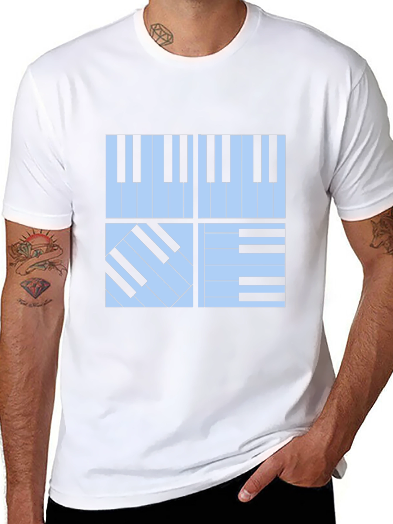 Black Piano Keys Graphic Tee - Stylish Musician's T-Shirt view 8