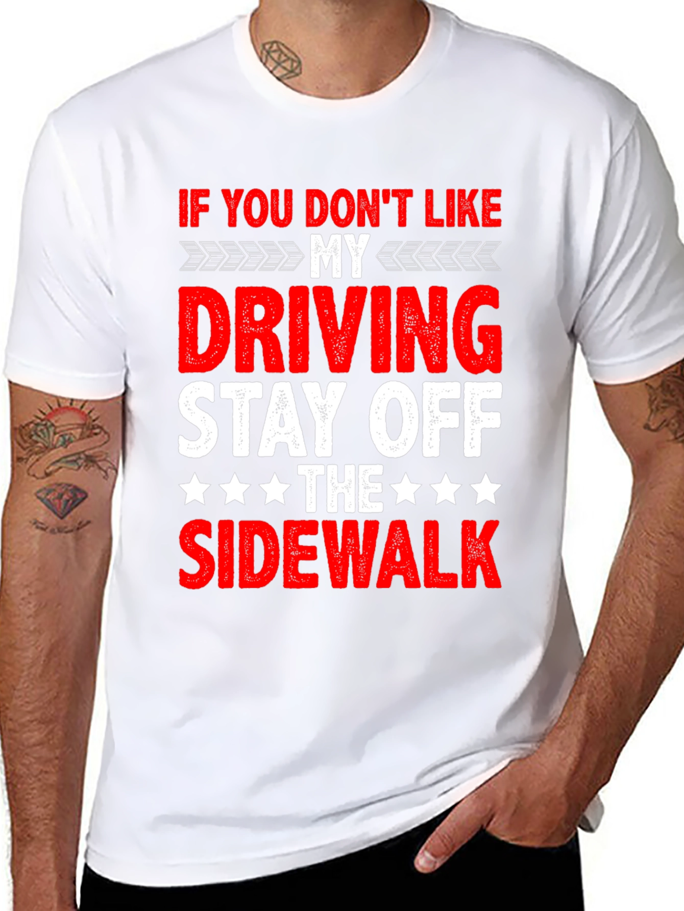 Black Funny Driving T-Shirt - Stay Off Sidewalk view 8