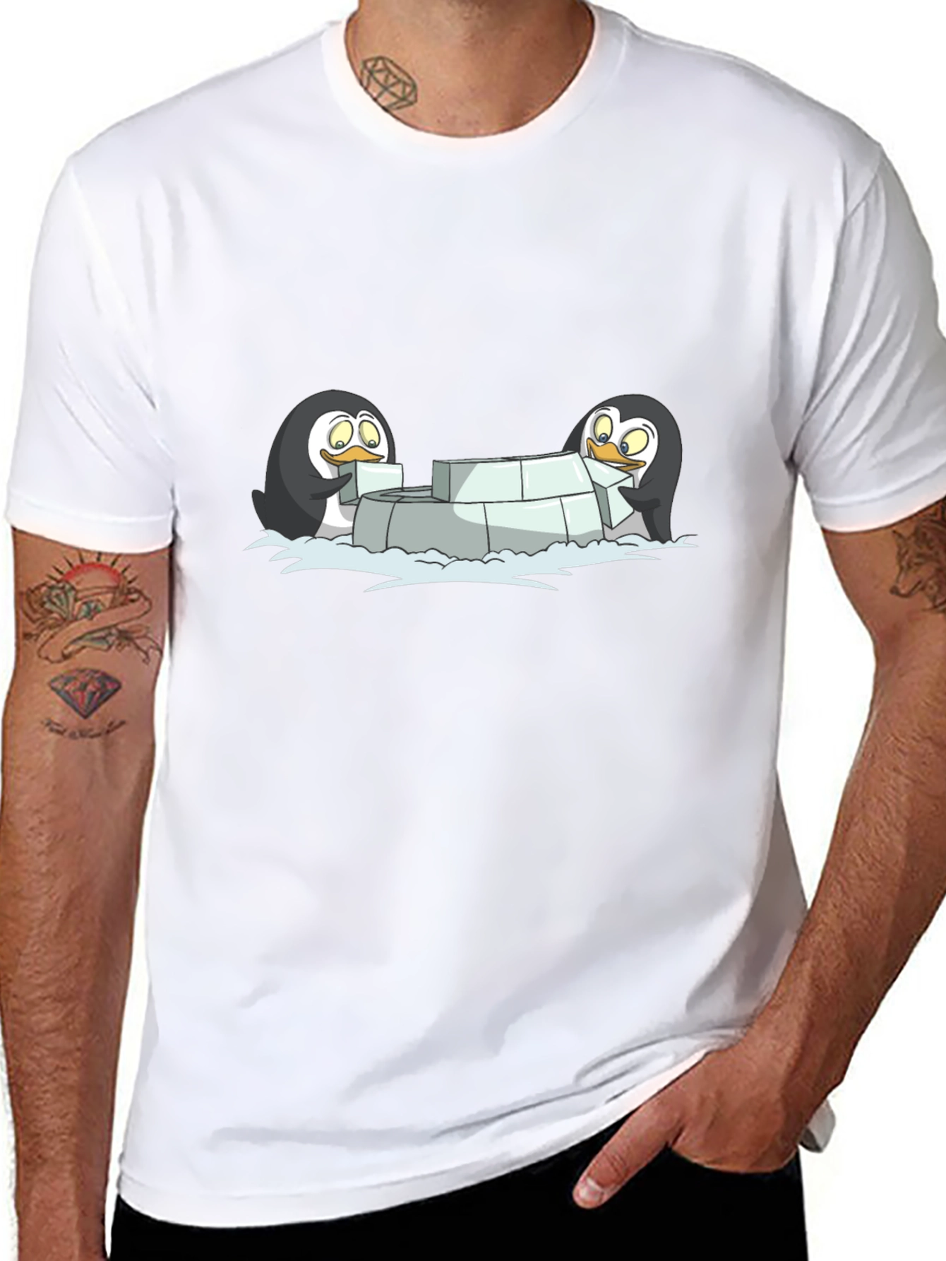 Black Penguin Igloo Builder Black T-Shirt view 8