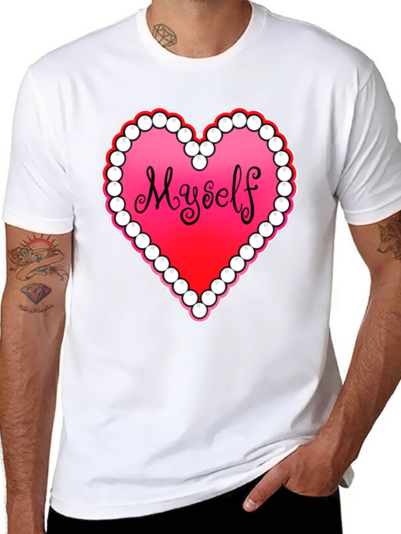 Black Myself Heart Graphic Tee - Black Casual T-Shirt view 8