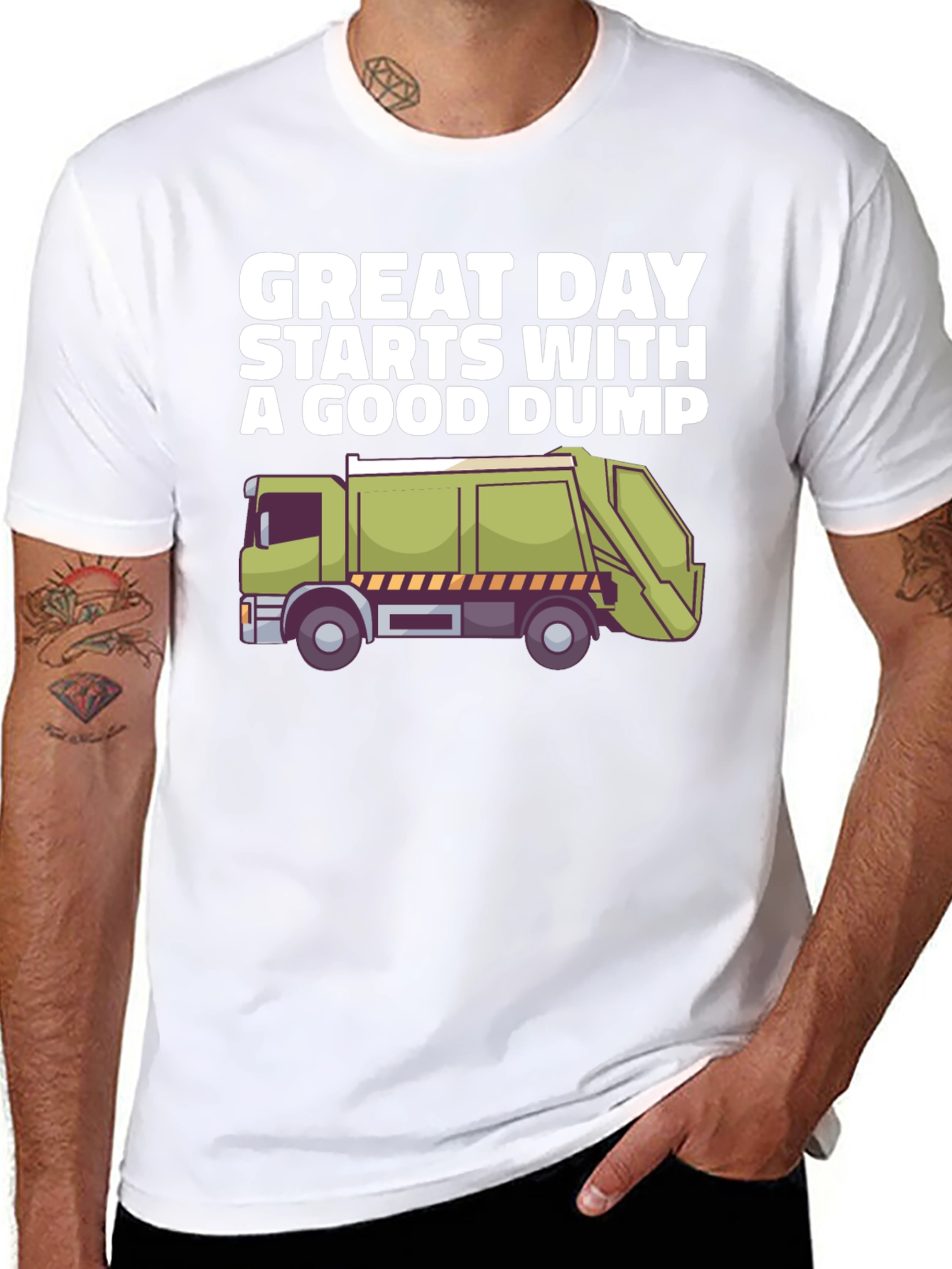 Black Funny Garbage Truck Graphic T-Shirt view 8