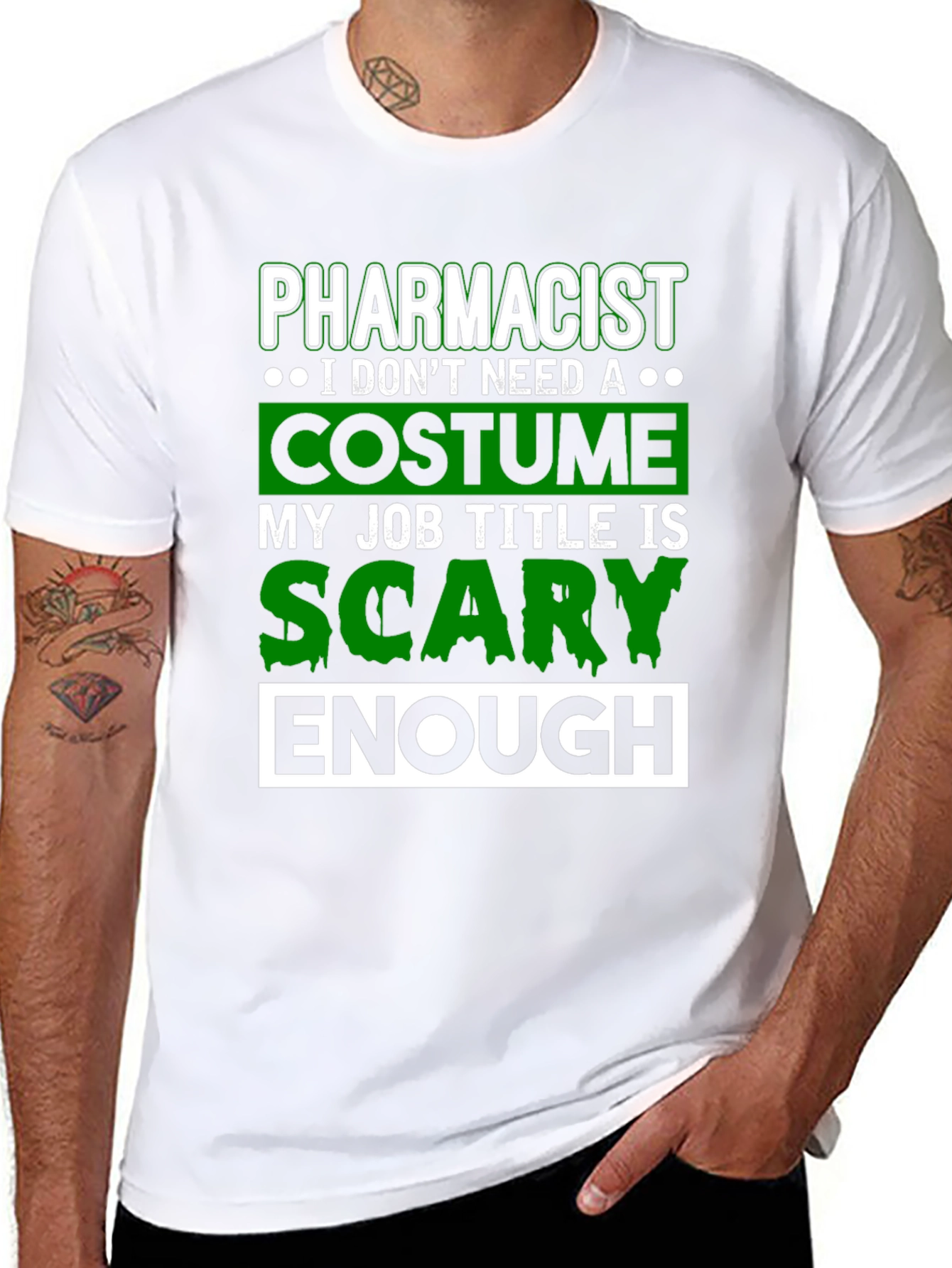 Black Pharmacist Scary Enough Costume T-Shirt view 8