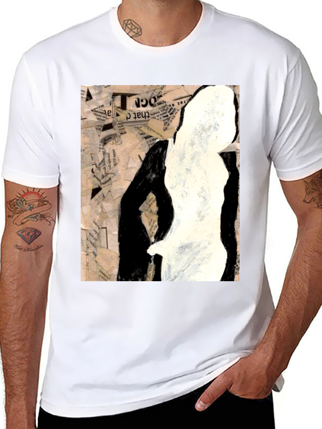 Black Abstract Silhouette Graphic Tee - Unisex Black T-Shirt view 8