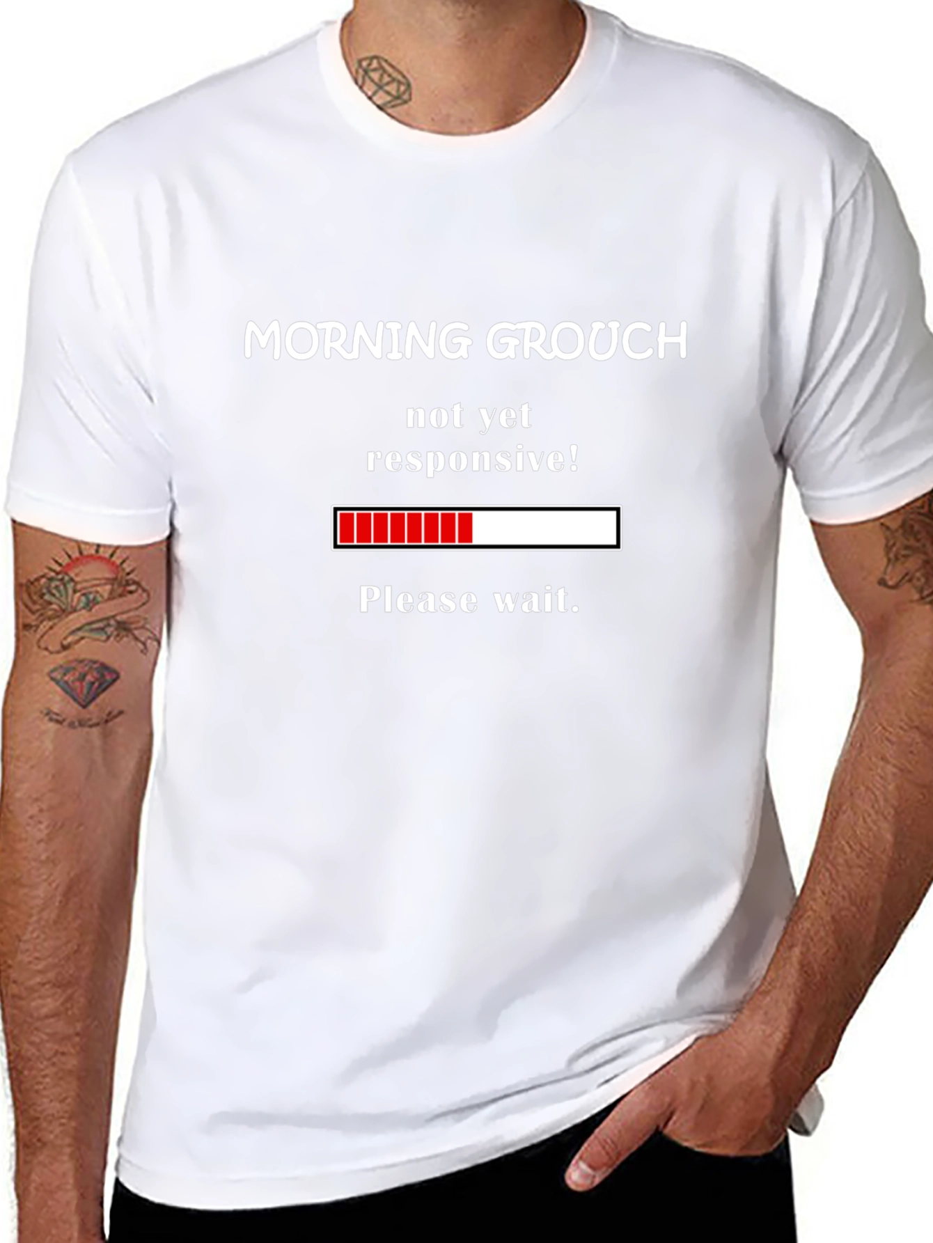 Black Morning Grouch Loading Funny T-Shirt view 8