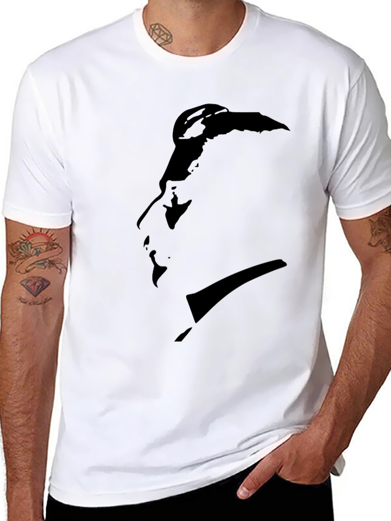 Black Minimalist Silhouette Graphic Black T-Shirt view 8