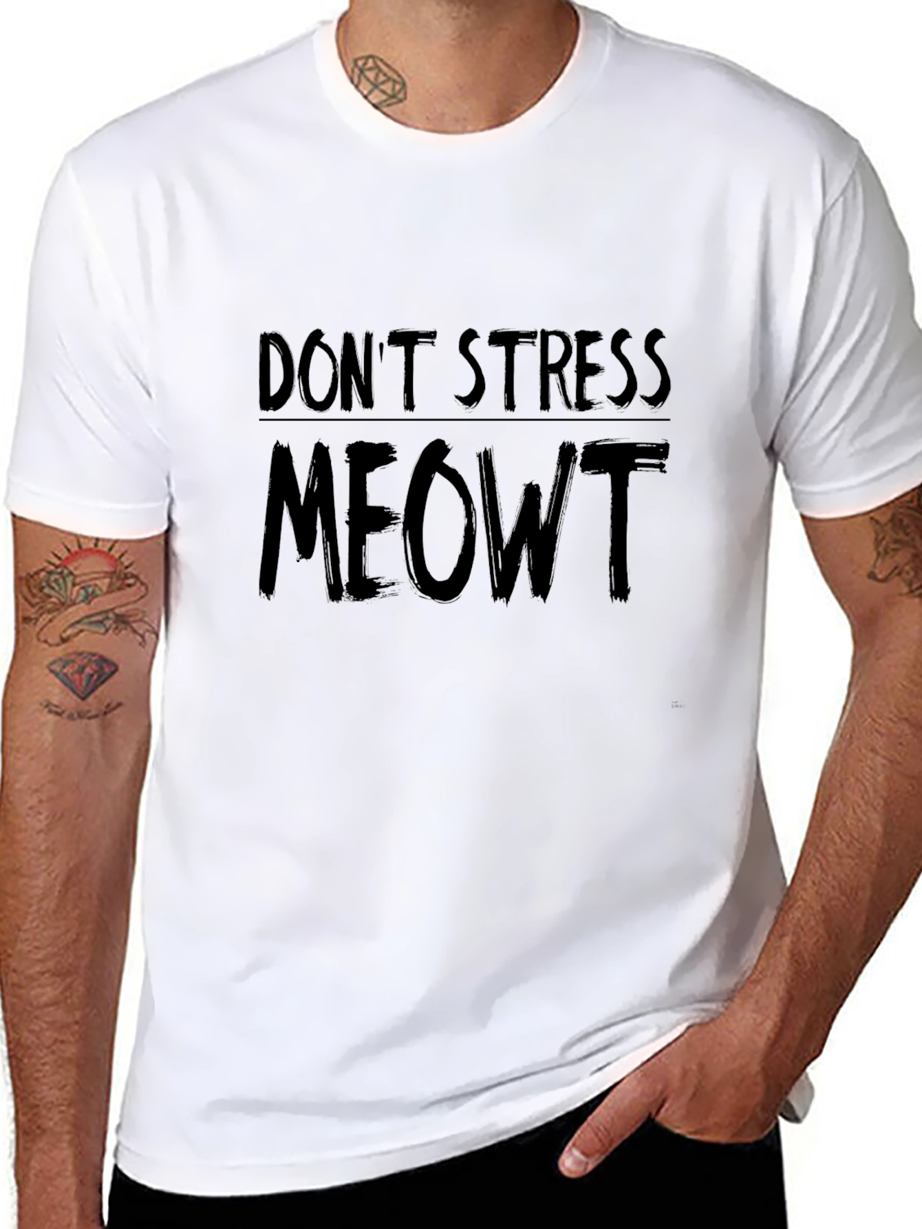 Black Don't Stress Meowt Graphic Tee - Relaxed Fit view 8