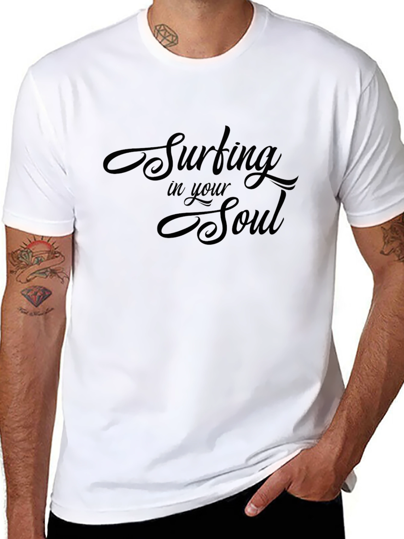 Black Surfing in your Soul Graphic T-Shirt - Black view 8