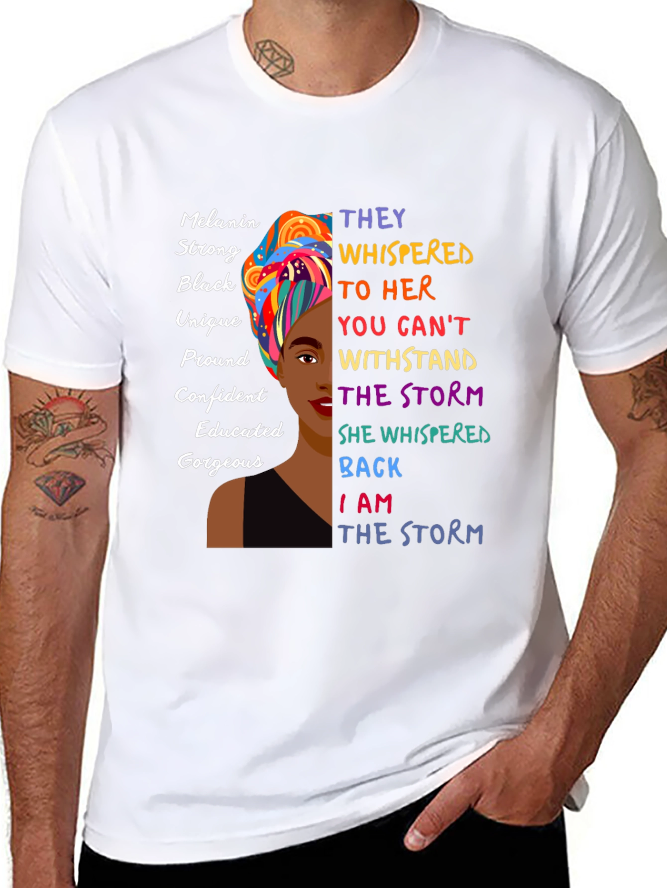 Black Melanin Strong Black Women's Empowerment T-Shirt view 8