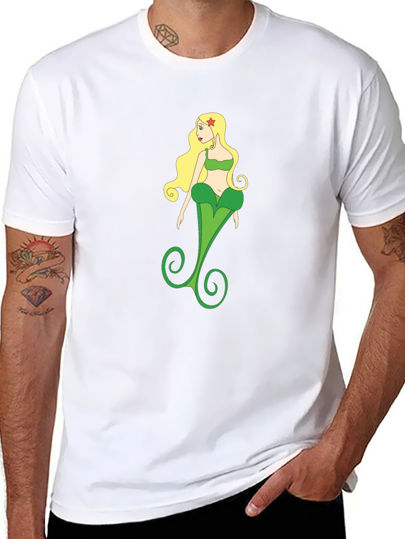 Black Unique Mermaid T-Shirt - Graphic Tee view 8