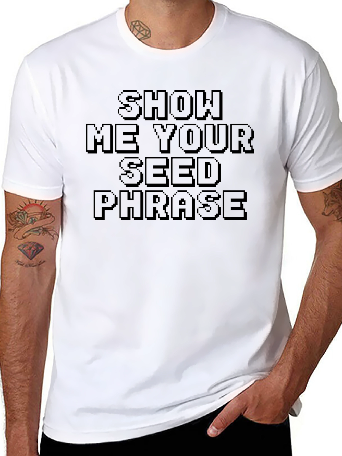 Black Show Me Your Seed Phrase Black T-Shirt view 8