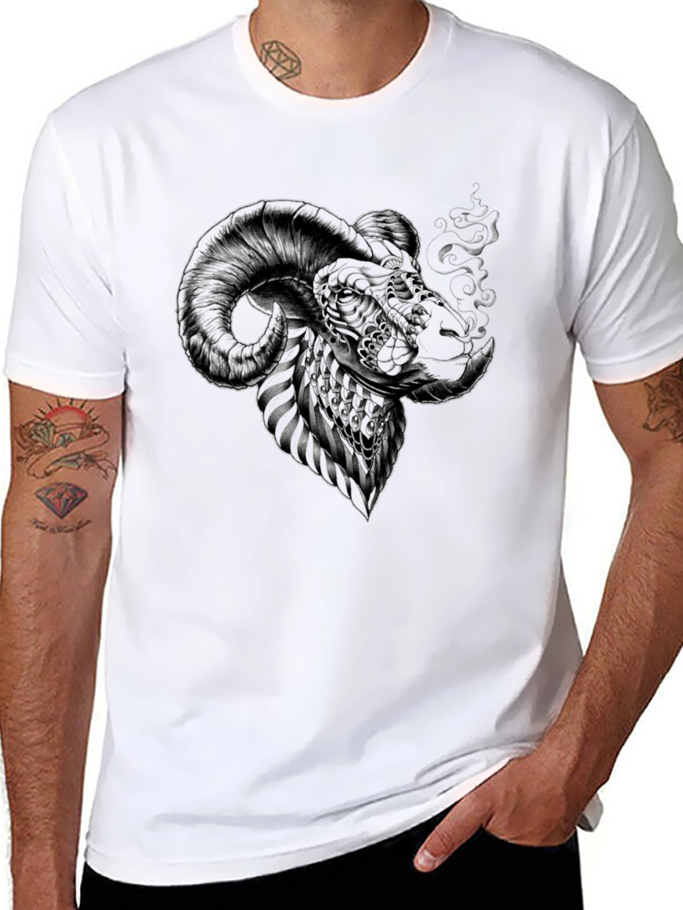 Black Ram Head Graphic Tee - Black T-Shirt view 8
