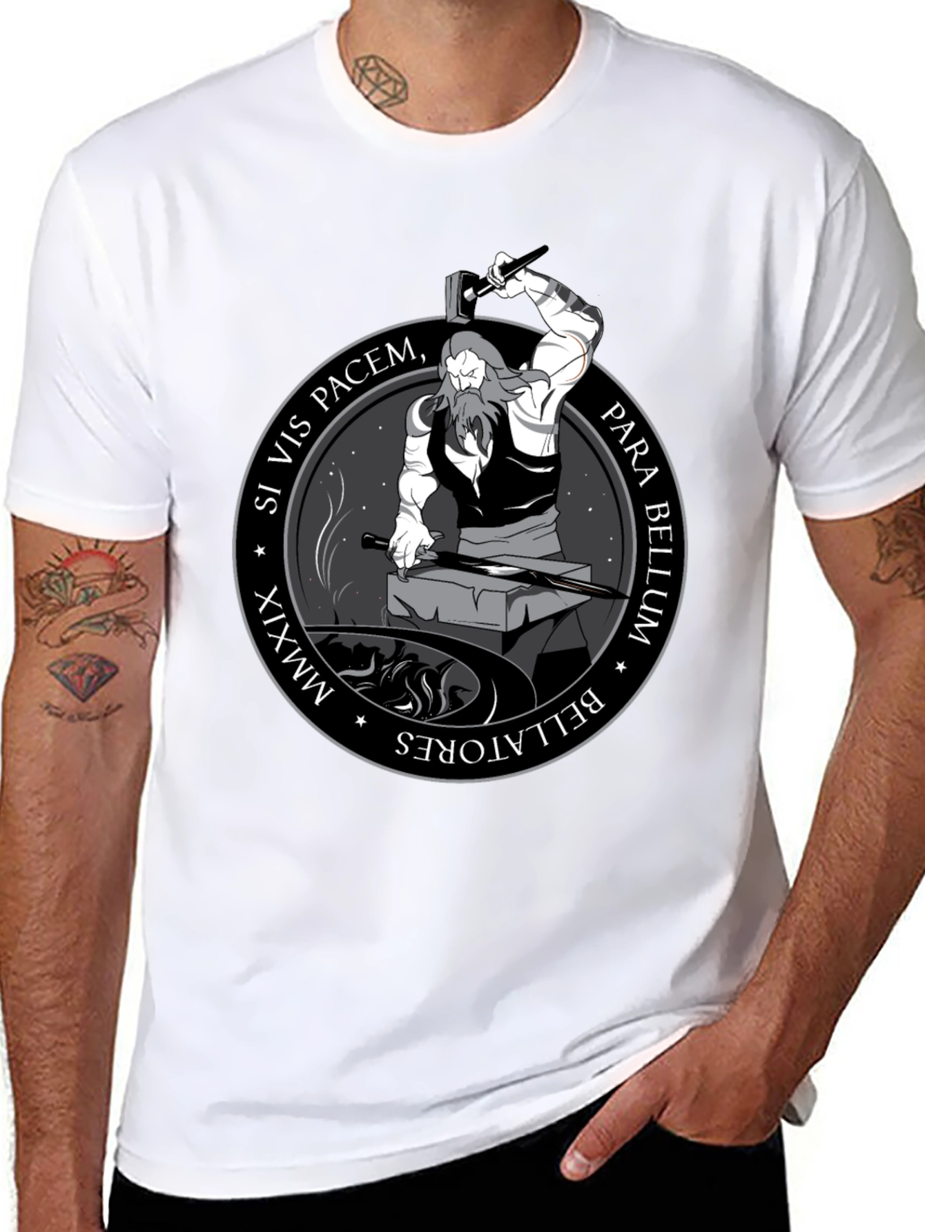 Black Si Vis Pacem, Para Bellum Graphic Tee view 8