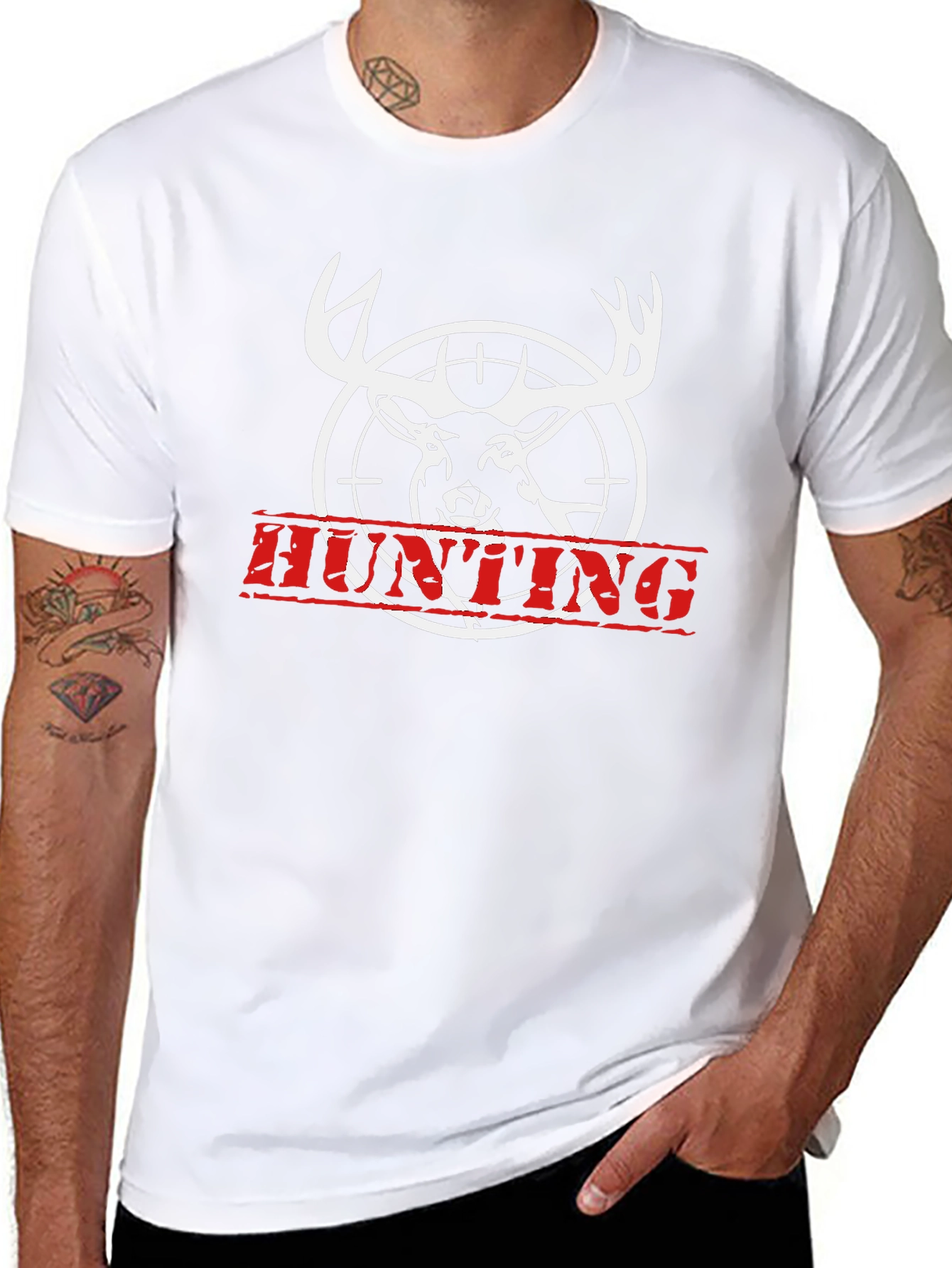 Black Hunting Deer T-Shirt - Black Cotton Tee view 8