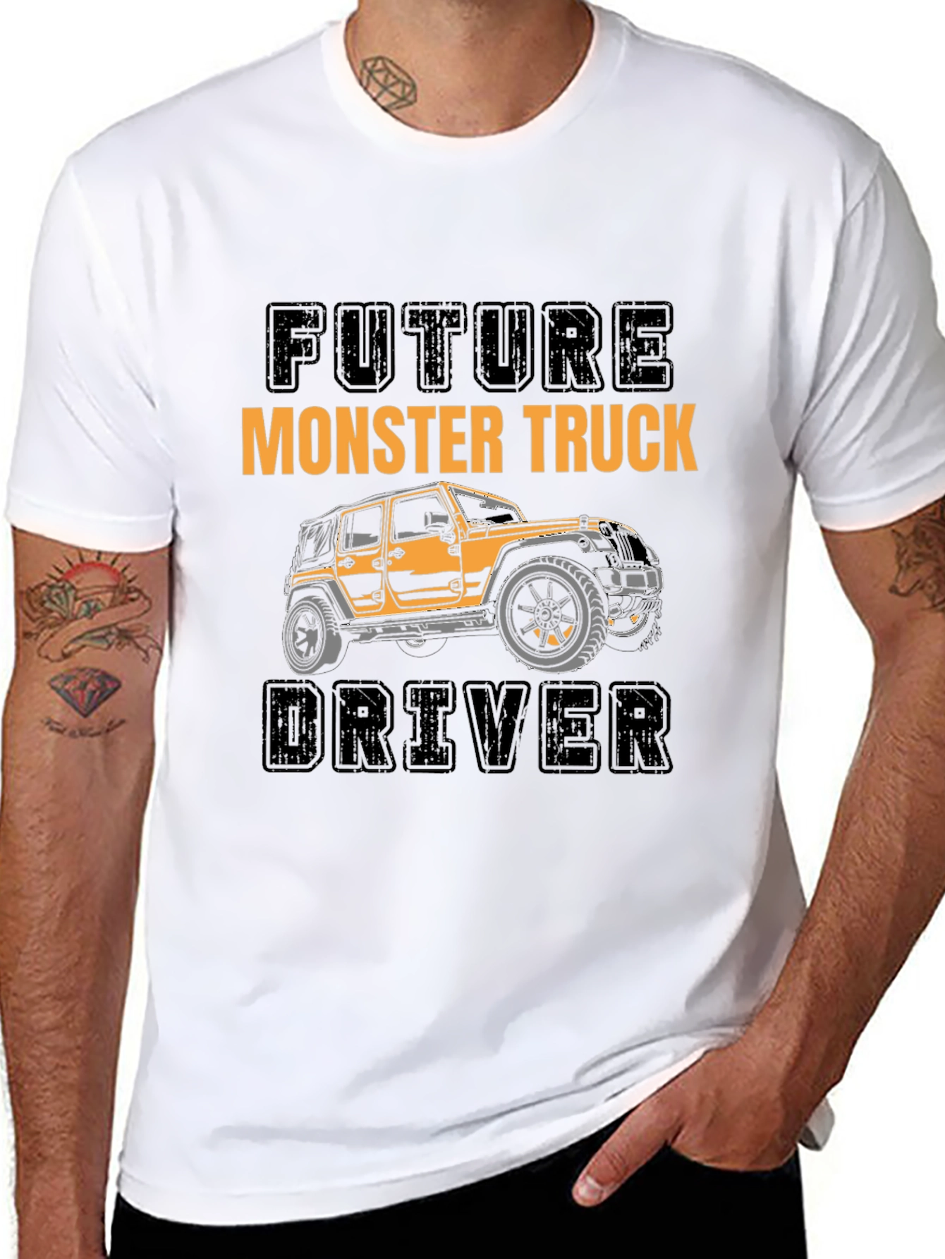 Black Future Monster Truck Driver Black T-Shirt view 8