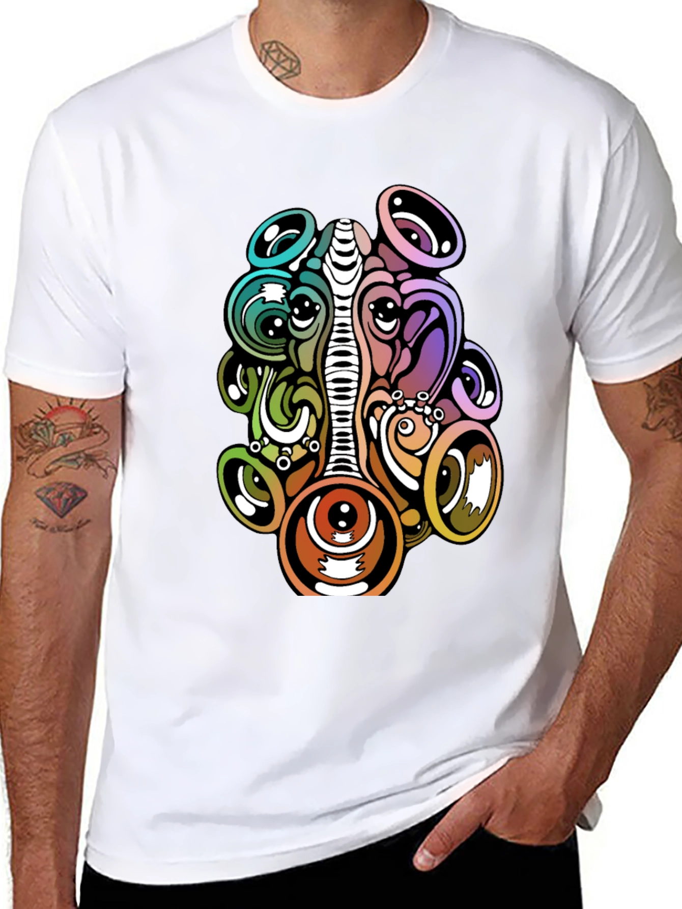 Black Psychedelic Eye Graphic T-Shirt - Unique Design view 8
