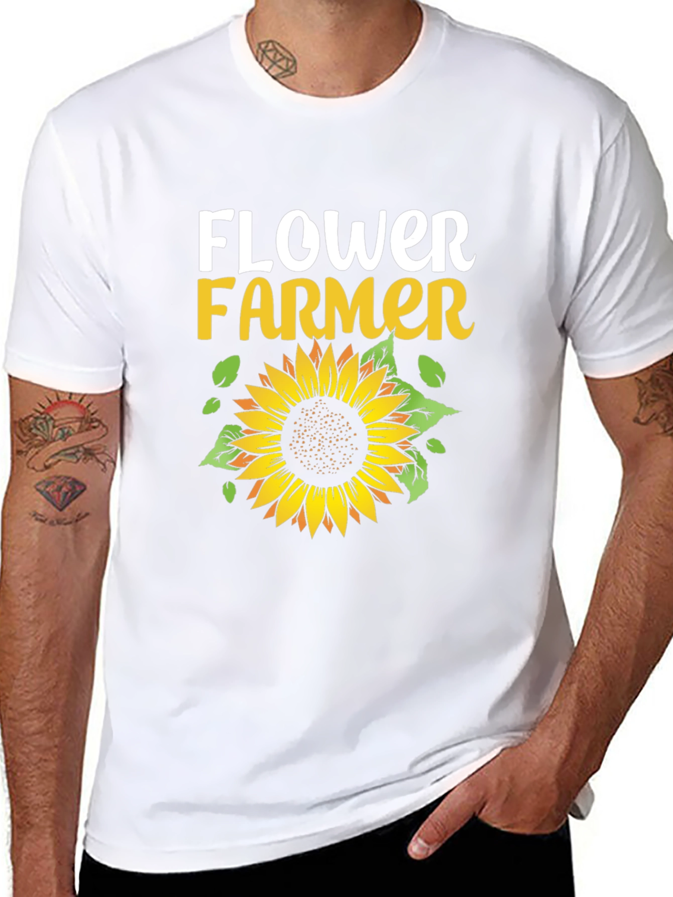Black Flower Farmer Graphic Tee - Black Unisex T-Shirt view 8