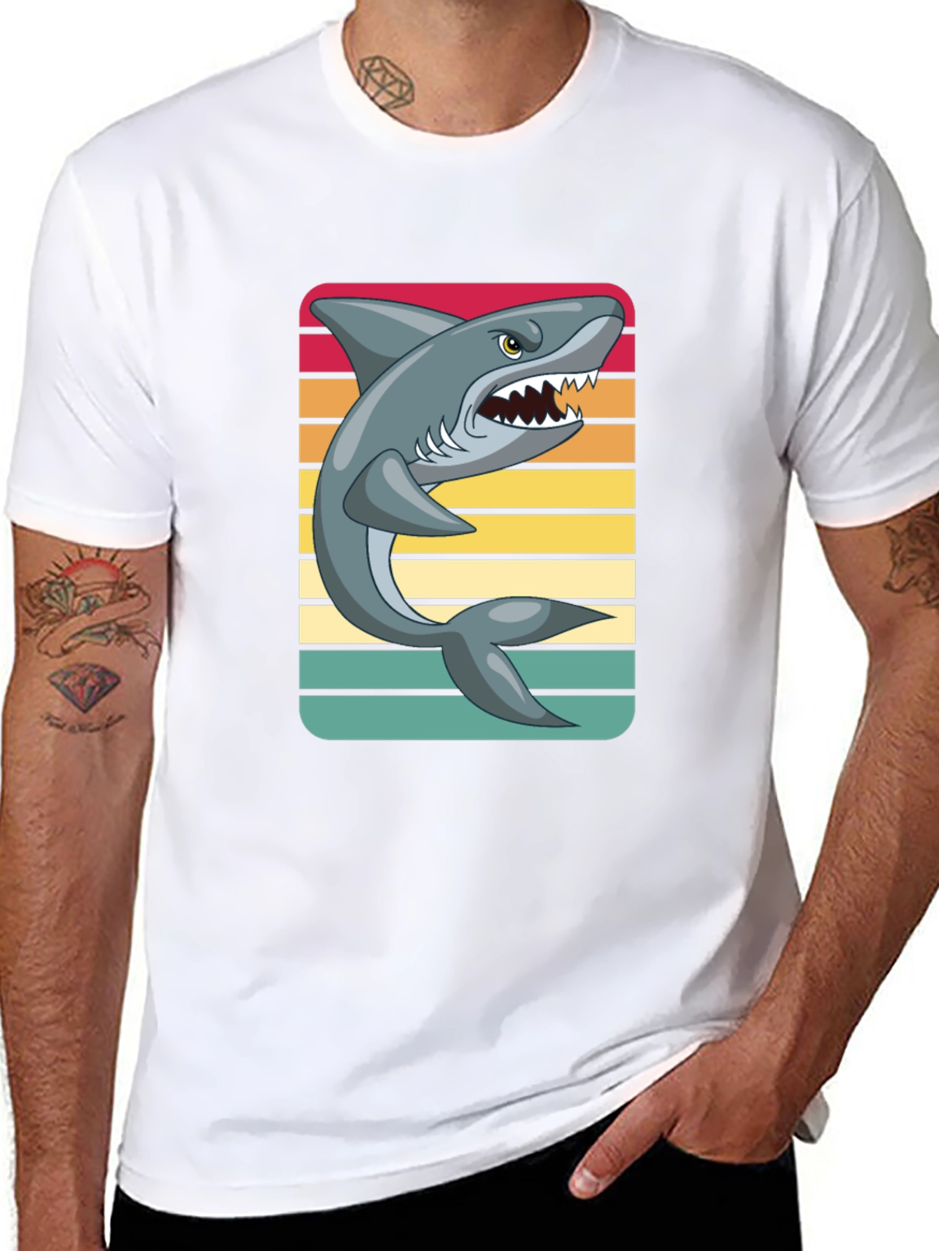 Black Retro Shark Graphic Tee view 8