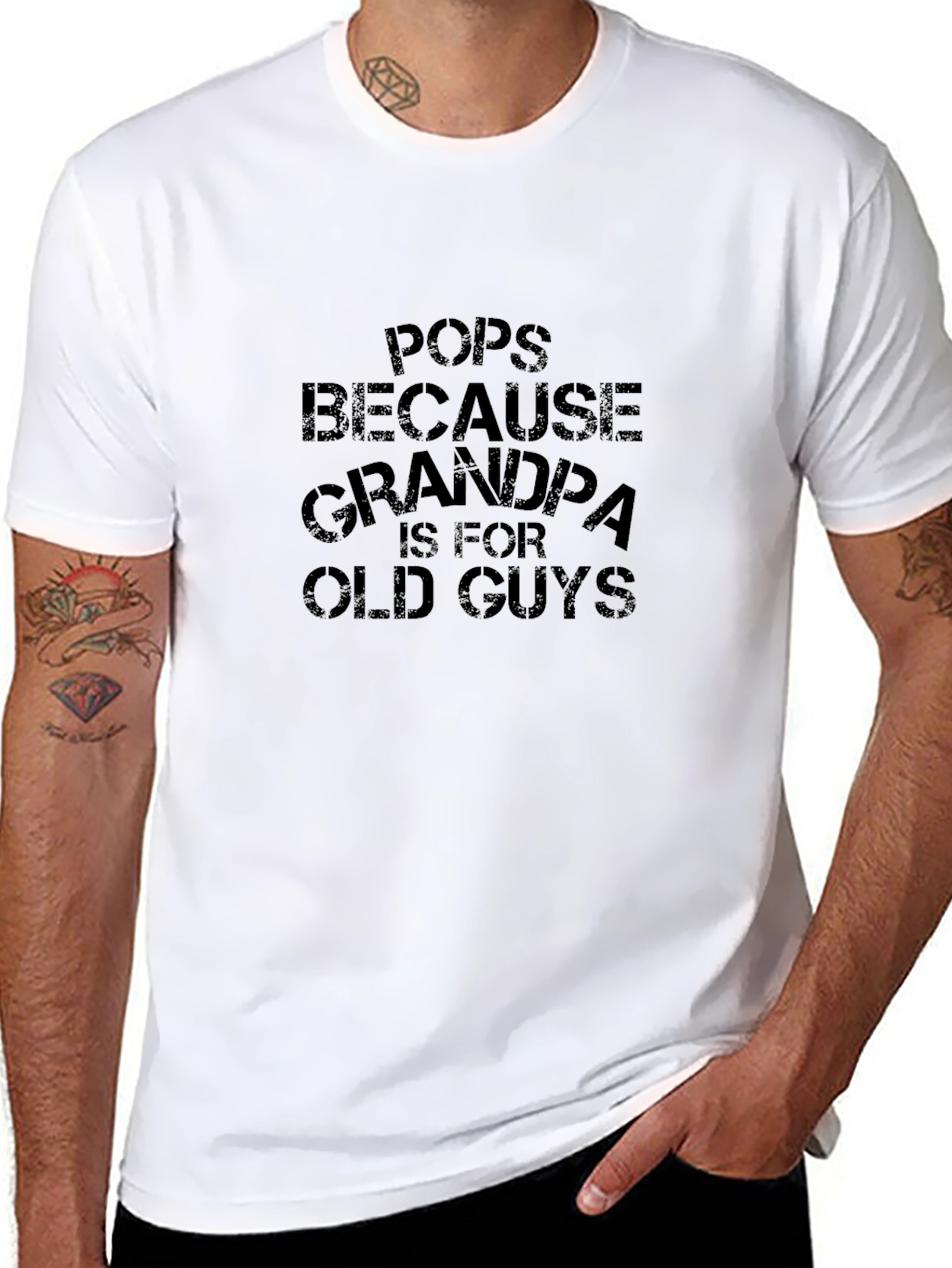 Black Pops Because Grandpa Is for Old Guys Funny T-Shirt view 8
