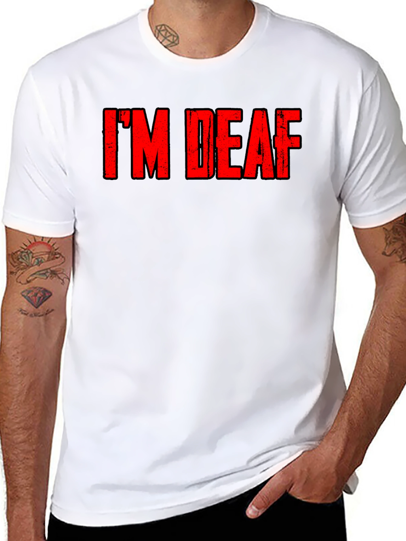 Black I'm Deaf - Graphic T-Shirt view 8