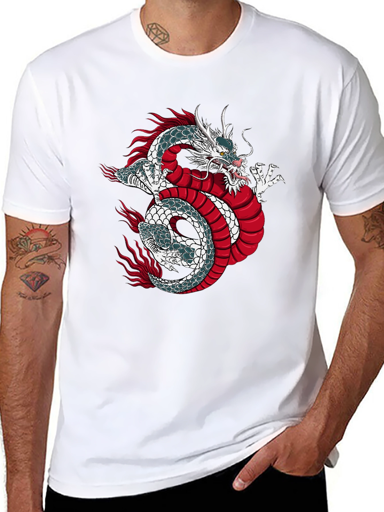 Black Dragon Graphic Print Black T-Shirt view 8