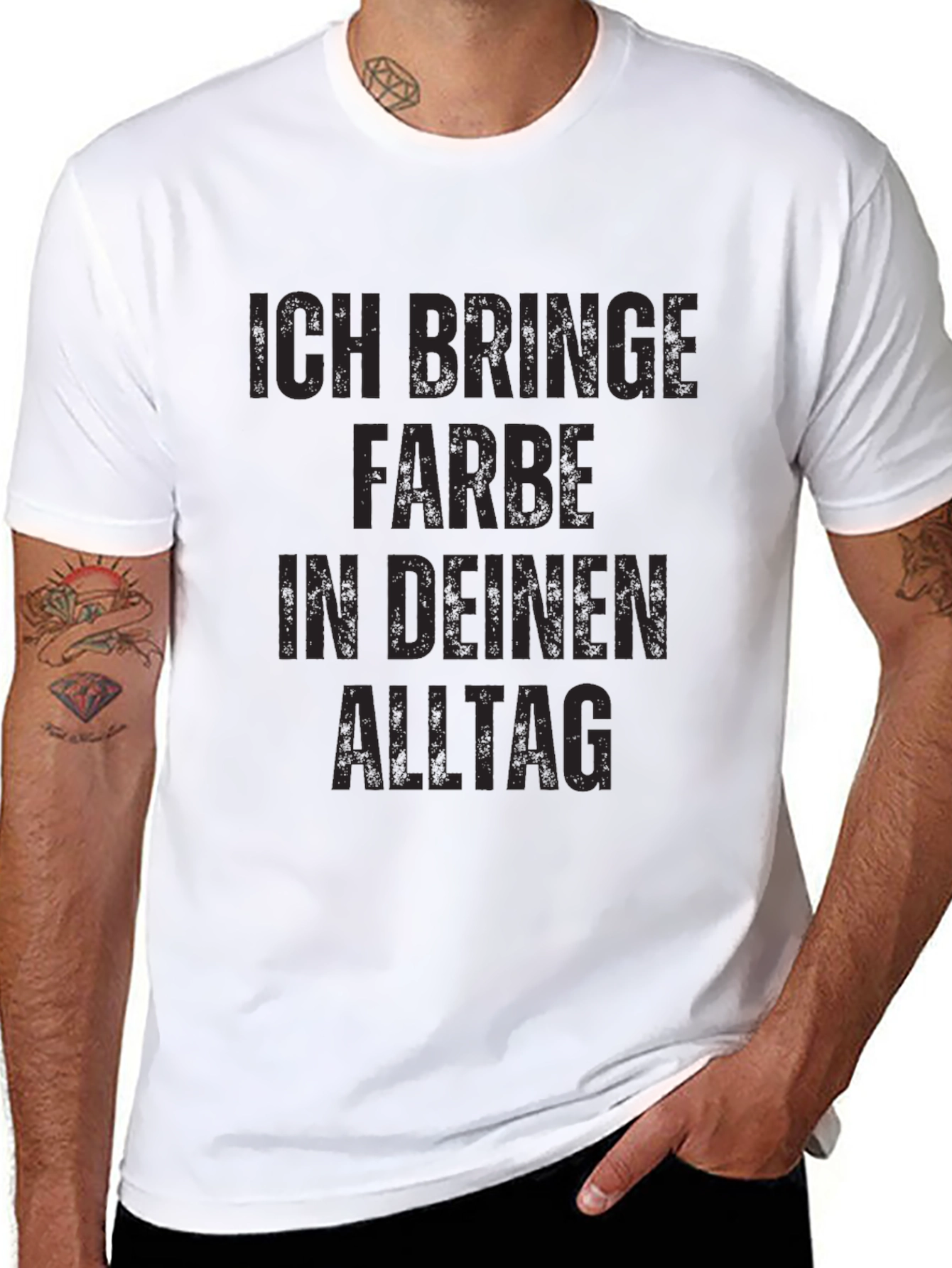 Black Ich Bringe Farbe T-Shirt - Men's Black Tee view 8