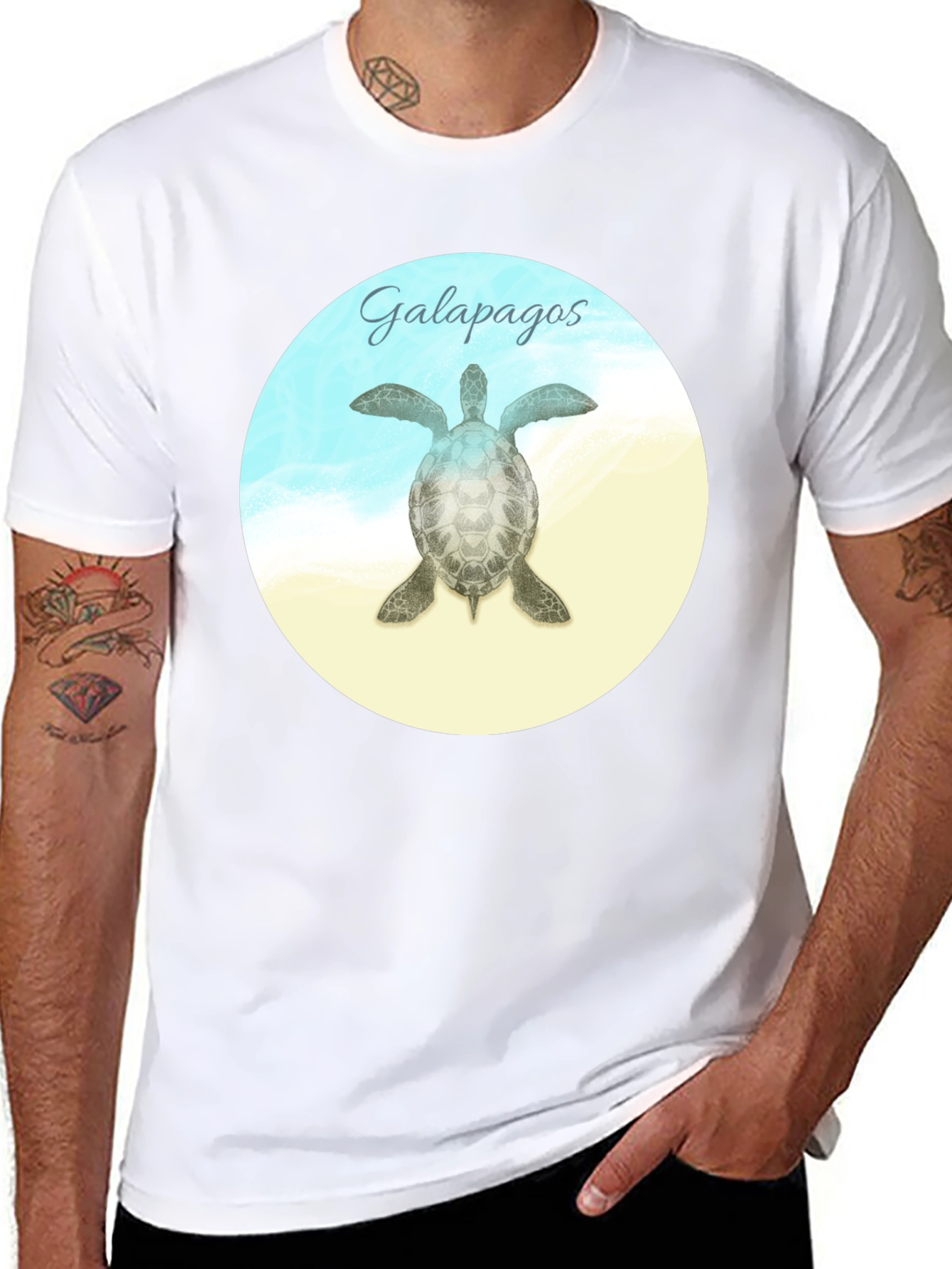 Black Galapagos Turtle Graphic T-Shirt view 8
