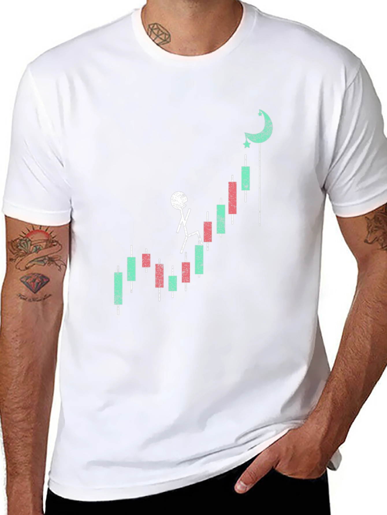 Black Stock Climb T-Shirt - Black Cotton Blend Graphic Tee view 8