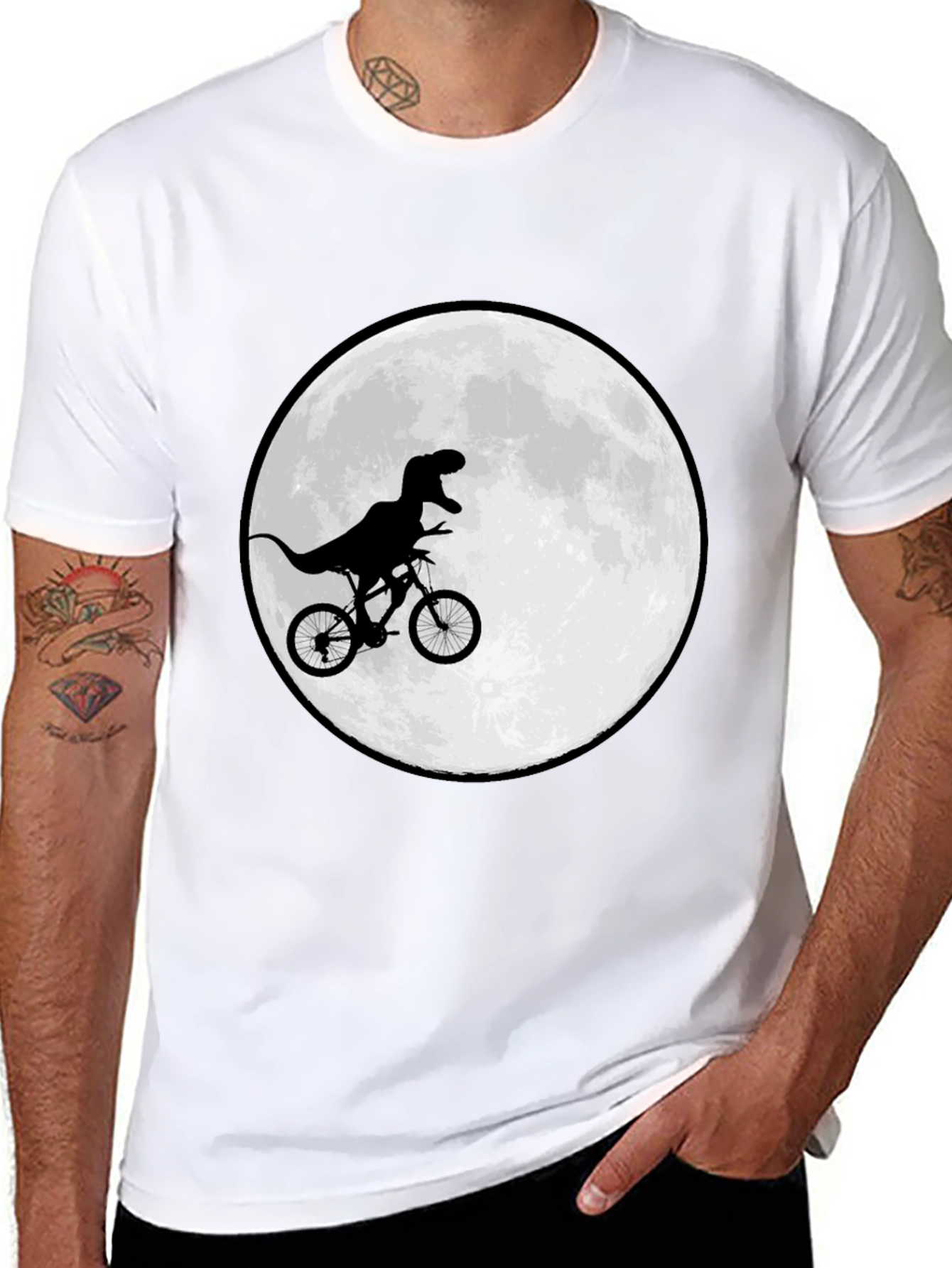 Black Dino Biker T-Shirt - Moon Ride Design view 8