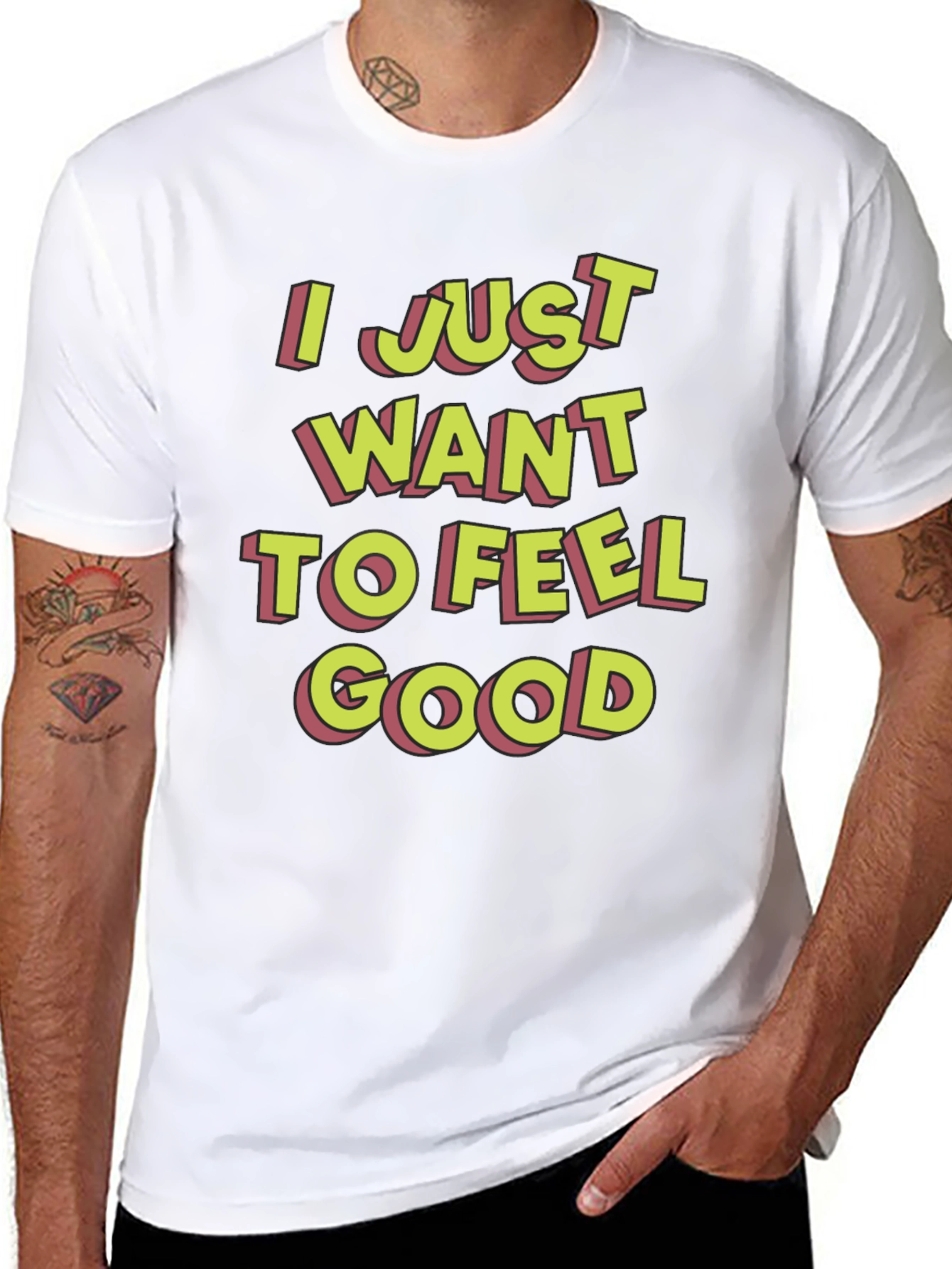 Black I Just Want To Feel Good Graphic T-Shirt view 8