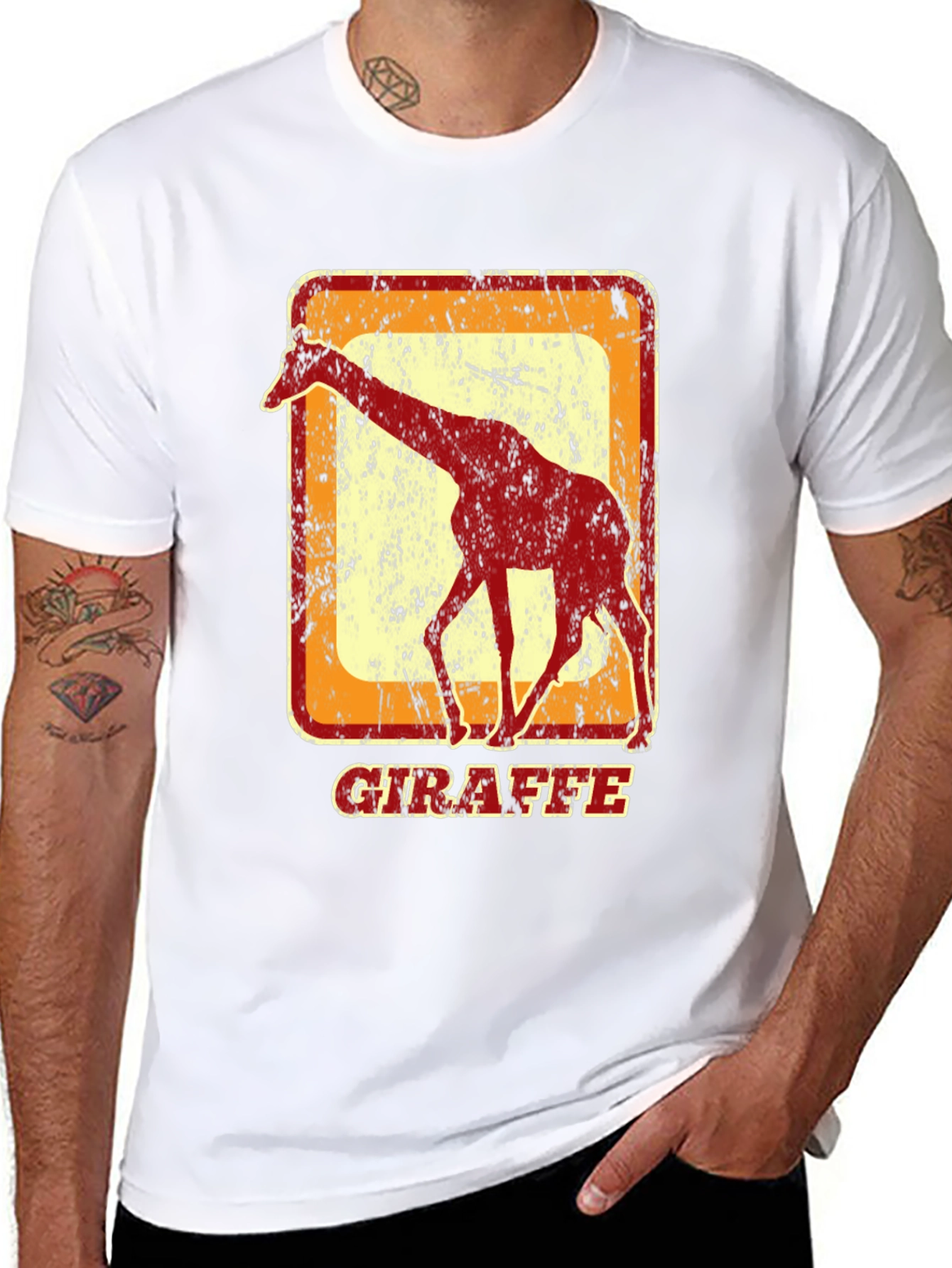 Black Vintage Giraffe Graphic T-Shirt - Cool Animal Tee view 8